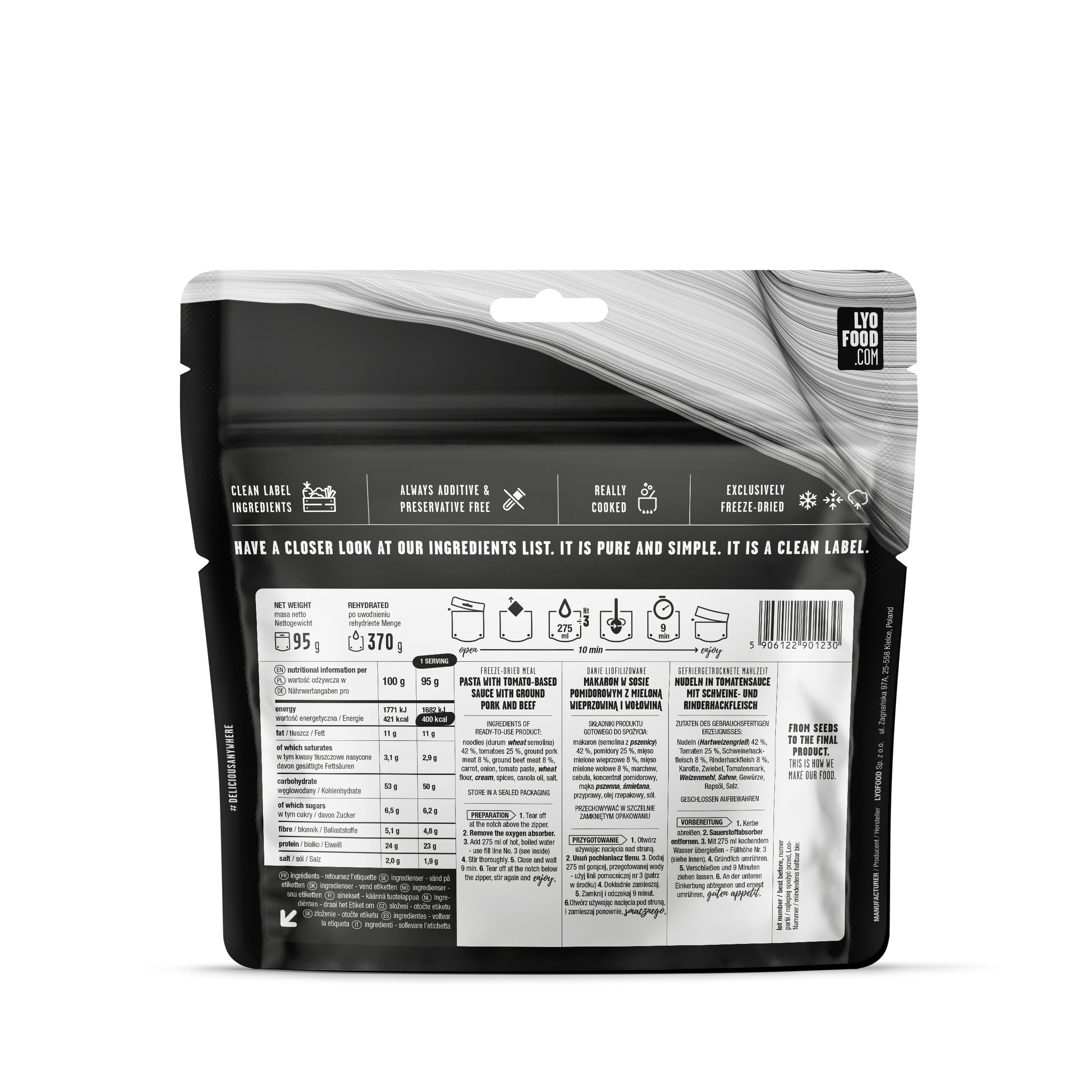 Alimente liofilizate LYOFOOD Penne bolognese 370 g