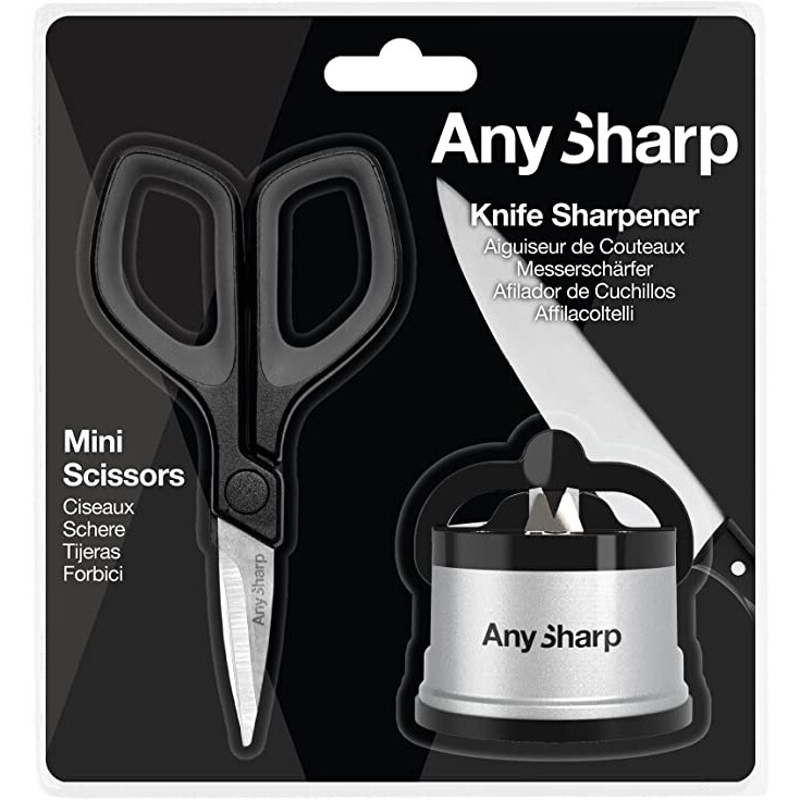 Ascuțitor de cuțite AnySharp Classic Silver cu foarfecă
