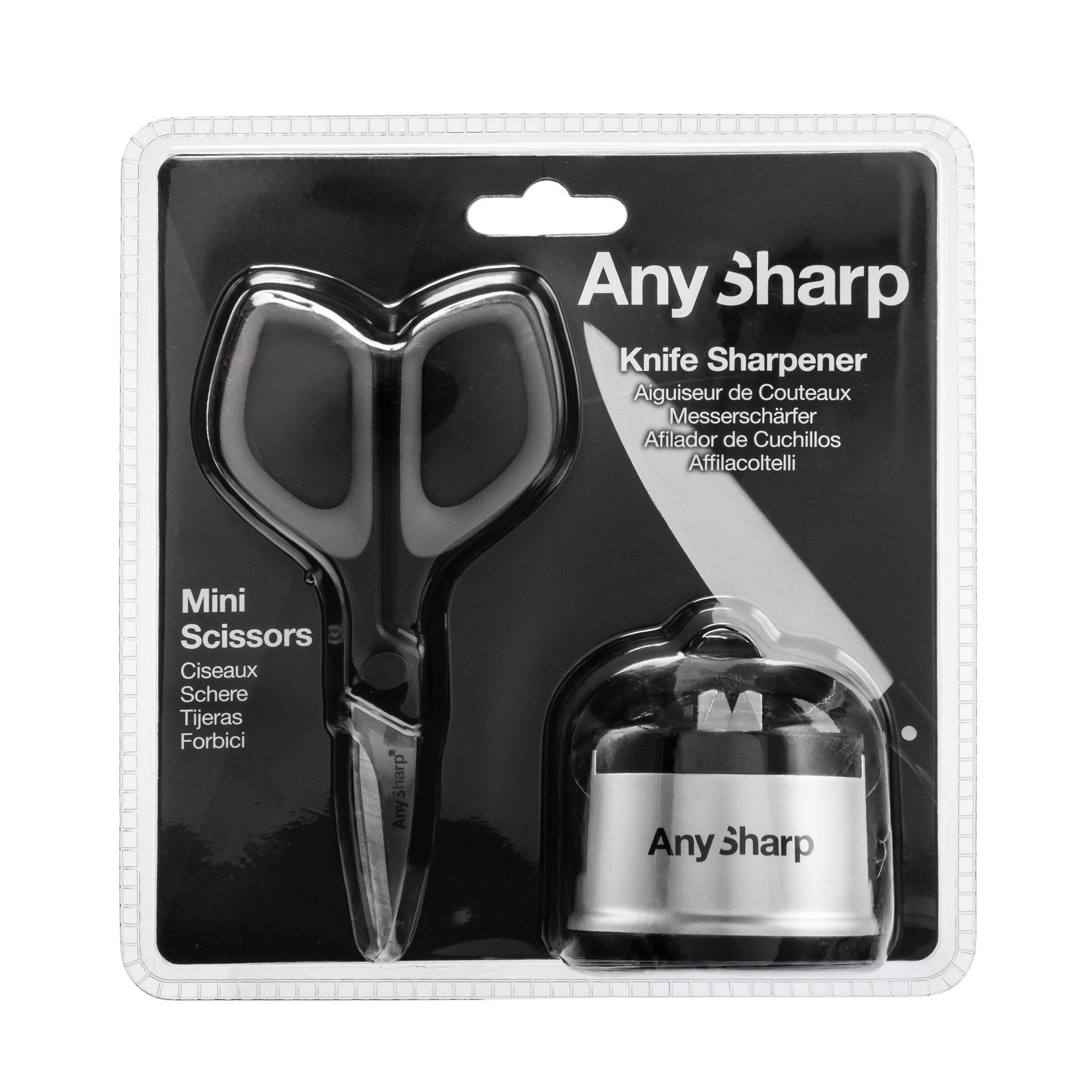 Ascuțitor de cuțite AnySharp Classic Silver cu foarfecă