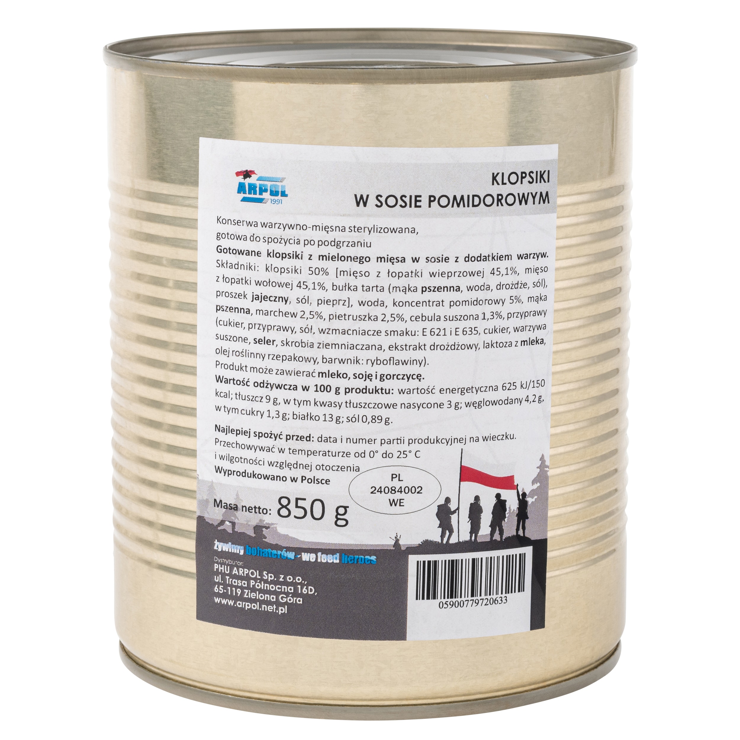 Conservă alimentară Arpol - Chifteluțe în sos de roșii 850 g