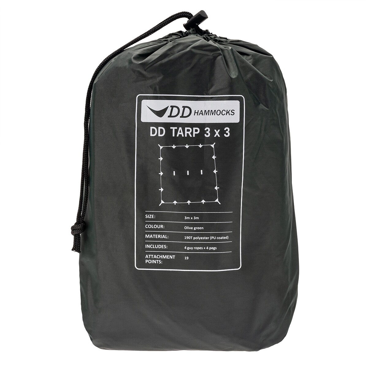 Prelată pentru camping DD Hammocks Tarp 3 x 3 - Olive