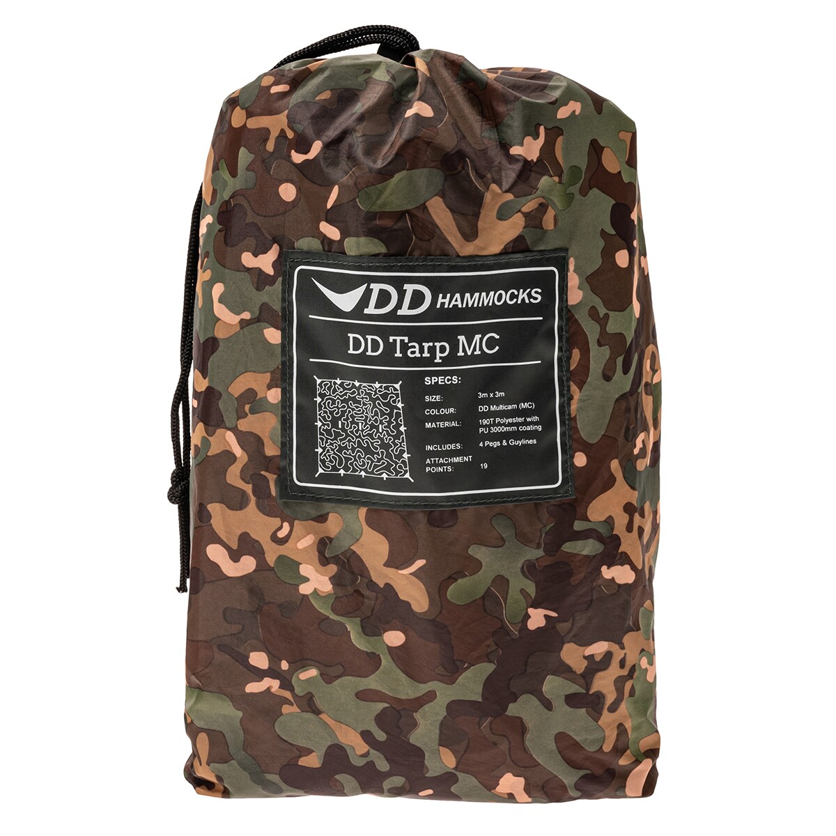 Prelată pentru camping DD Hammocks Tarp 3 x 3 - Woodland