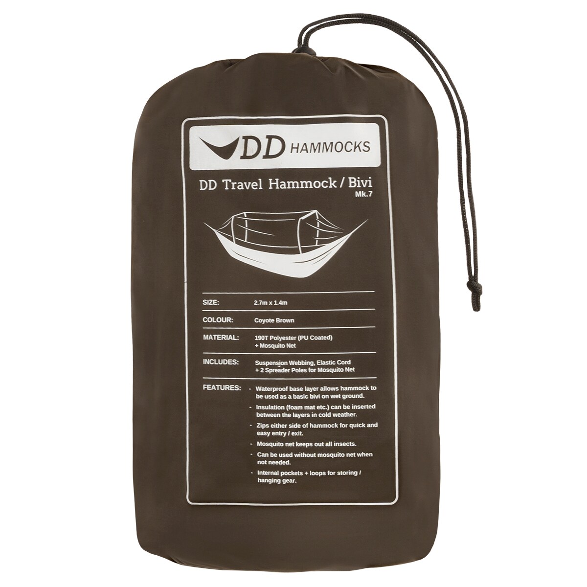 Hamac DD Hammocks Travel Bivi impermeabil - Coyote Brown