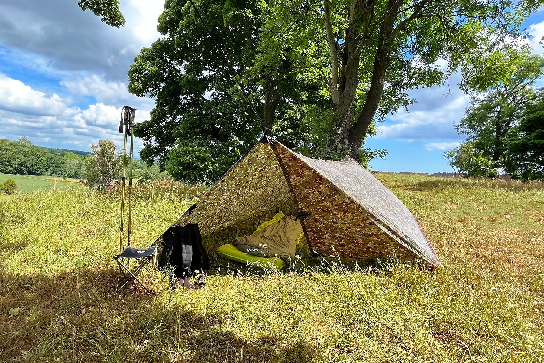 Prelată pentru camping DD Hammocks Tarp XL 4,5 x 3 - Woodland