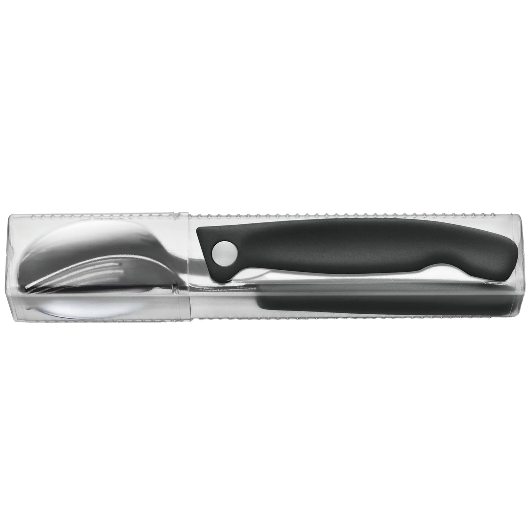 Set Victorinox - cuțit pliabil, furculiță, lingură - Black
