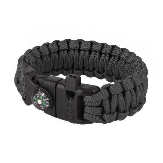 Brățară Paracord cu busolă 8'' - Black