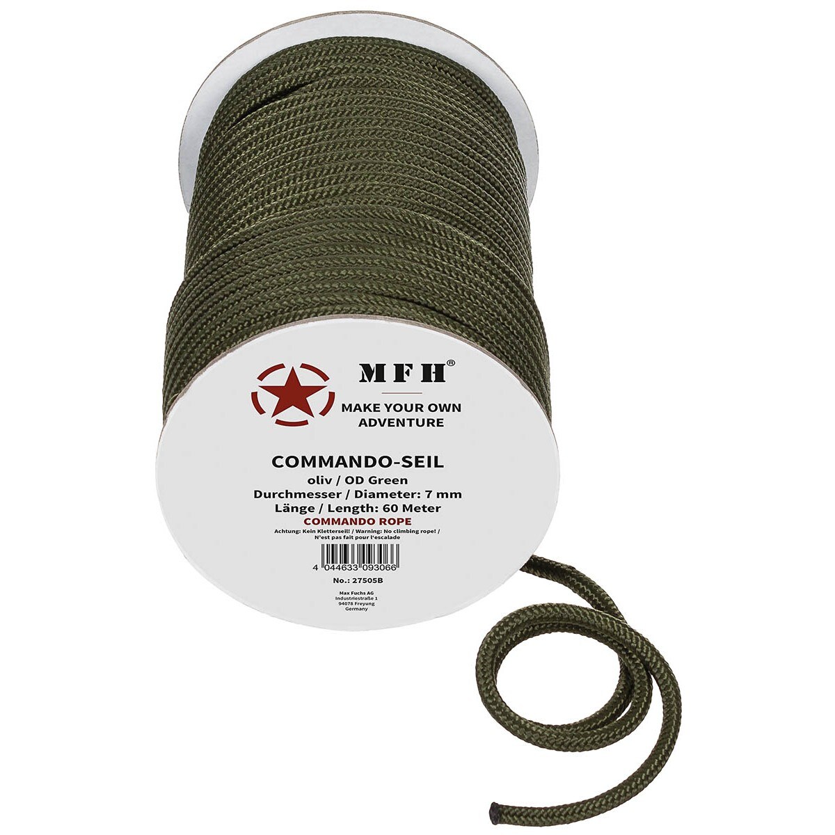 Frânghie MFH 7 mm x 60 m - OD Green