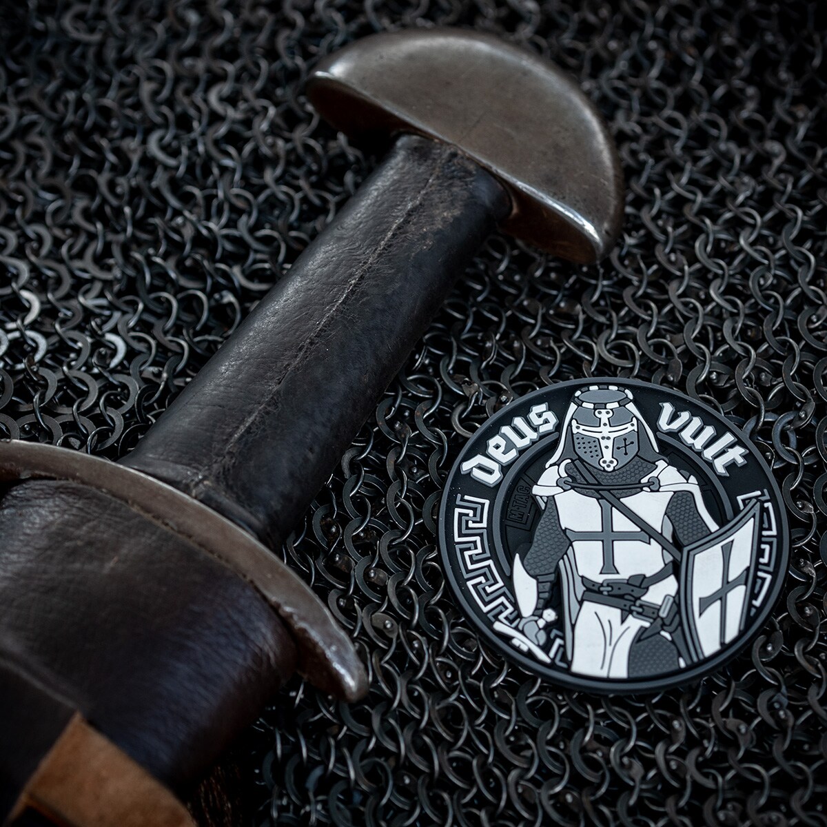 Patch - emblemă 3D M-Tac Deus Vult PVC - Black/White