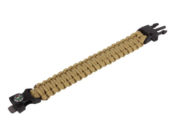 Brățară Paracord cu busolă 8'' - Coyote