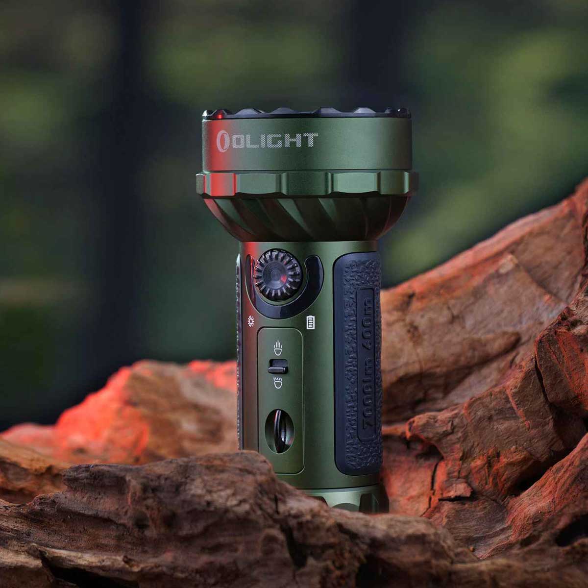 Lanternă reîncărcabilă Olight Marauder Mini Olive Drab Green - 7000 lumeni, rază de acoperire 600 m