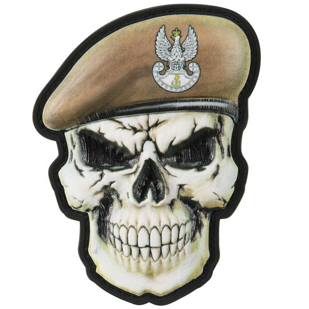Patch - emblemă M-Tac Craniu cu bereta Forțele de apărare teritorială PL 3D PVC - Olive