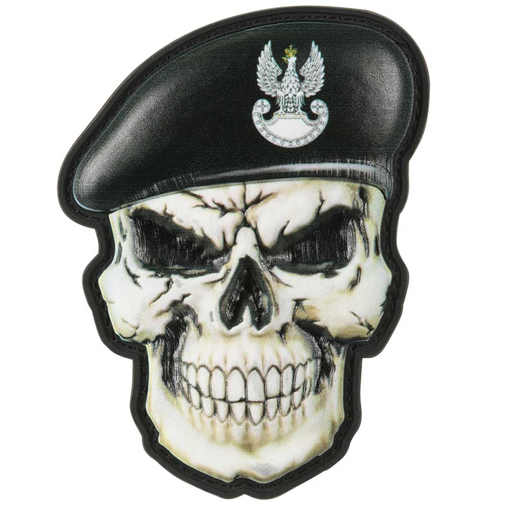 Patch - emblemă M-Tac Craniu cu bereta Forțele Blindate PL 3D PVC - Black