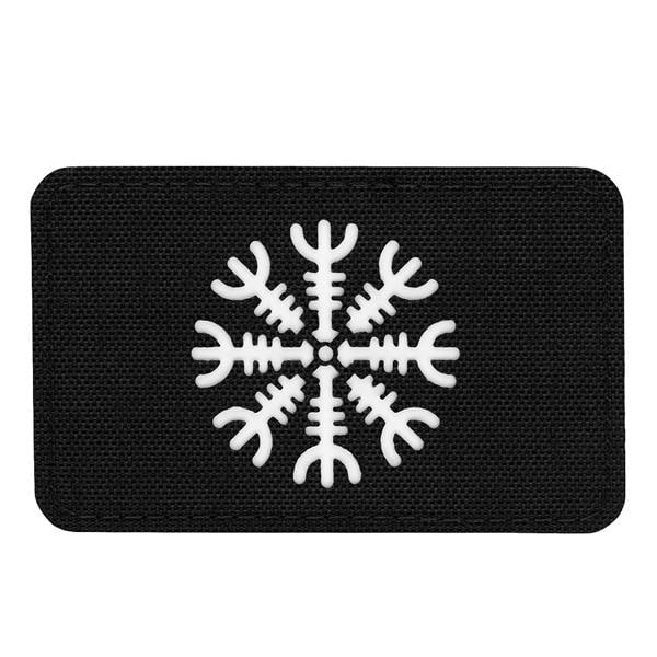 Patch - emblemă fluorescentă M-Tac Casca groazei, orizontală Laser Cut - Black/GID