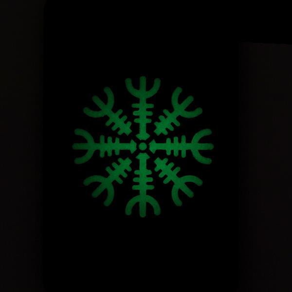 Patch - emblemă fluorescentă M-Tac Casca groazei, orizontală Laser Cut - Black/GID