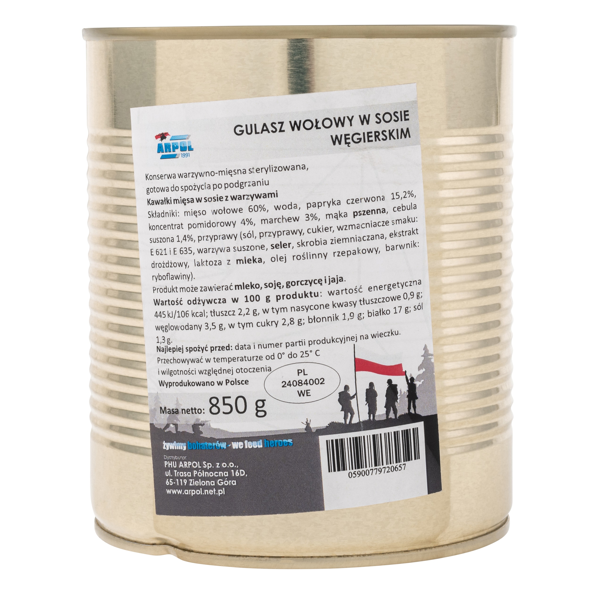 Conservă alimentară Arpol - Gulaș de vită în sos unguresc  850 g