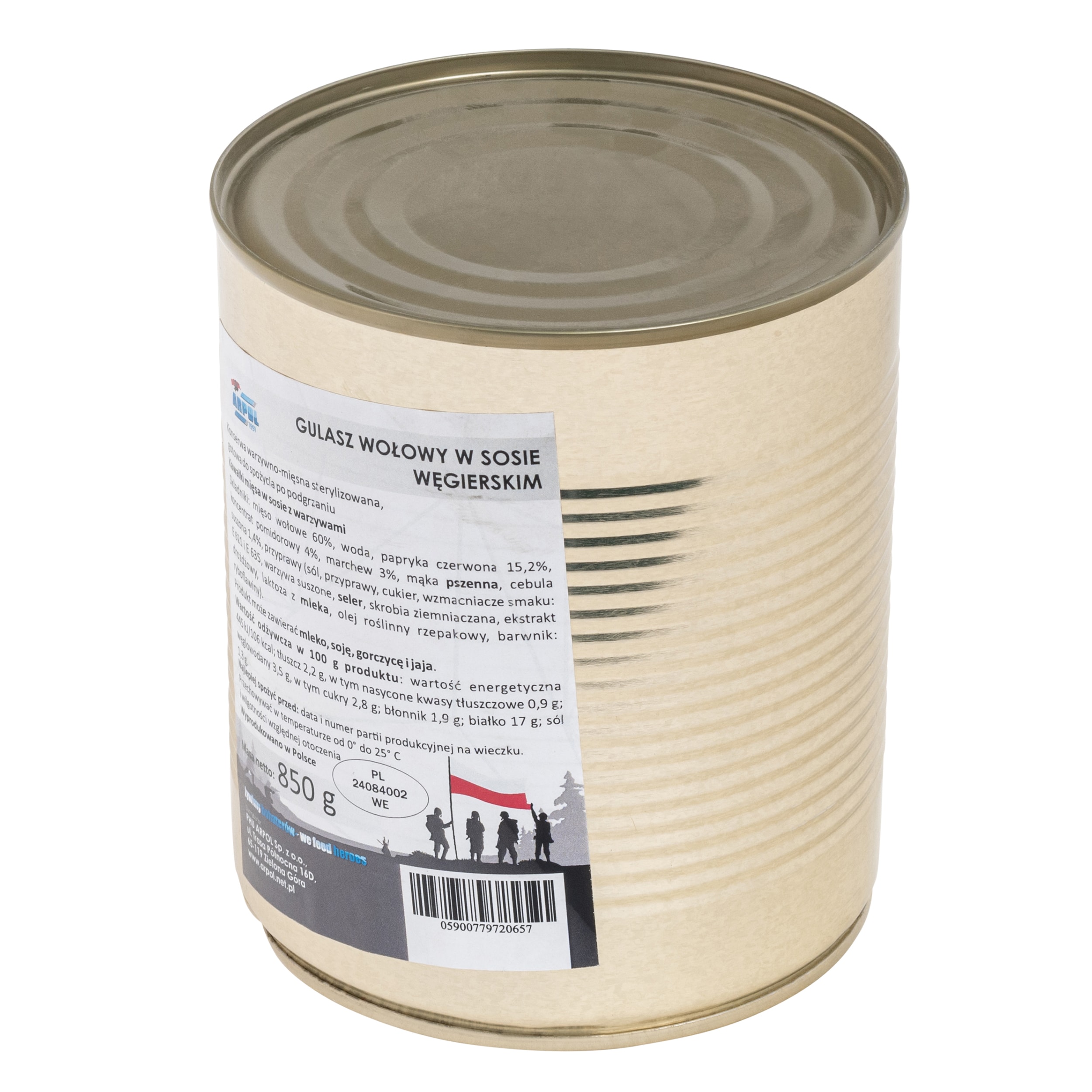 Conservă alimentară Arpol - Gulaș de vită în sos unguresc  850 g