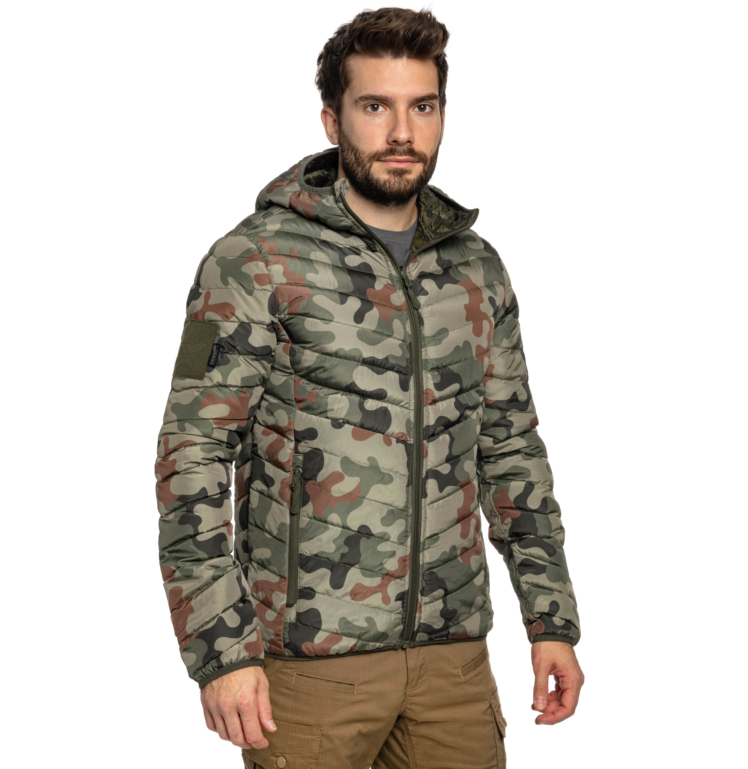 Geacă din puf cu două fețe Texar Reverse - Olive/wz.93 Pantera PL Woodland