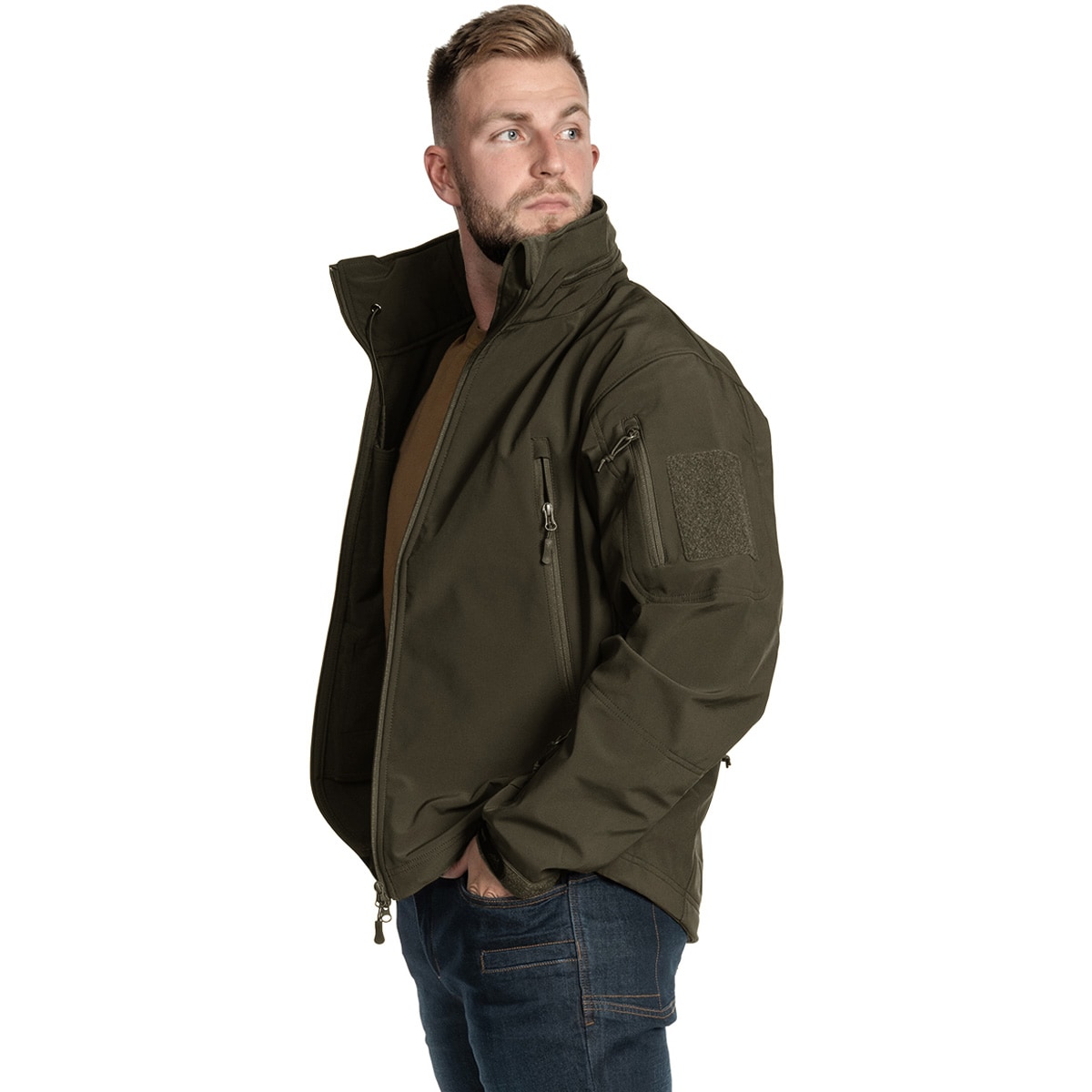Geacă Helikon Gunfighter Softshell Shark Skin Windblocker - Taiga Green