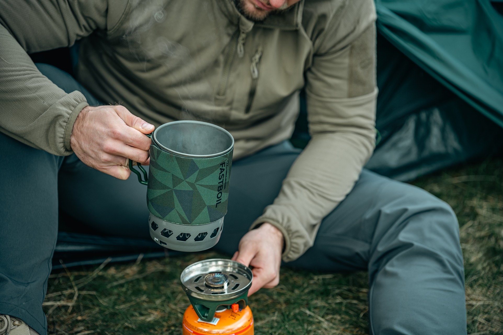 Aragaz turistic Highlander Fastboil MK3 cu oală - Olive