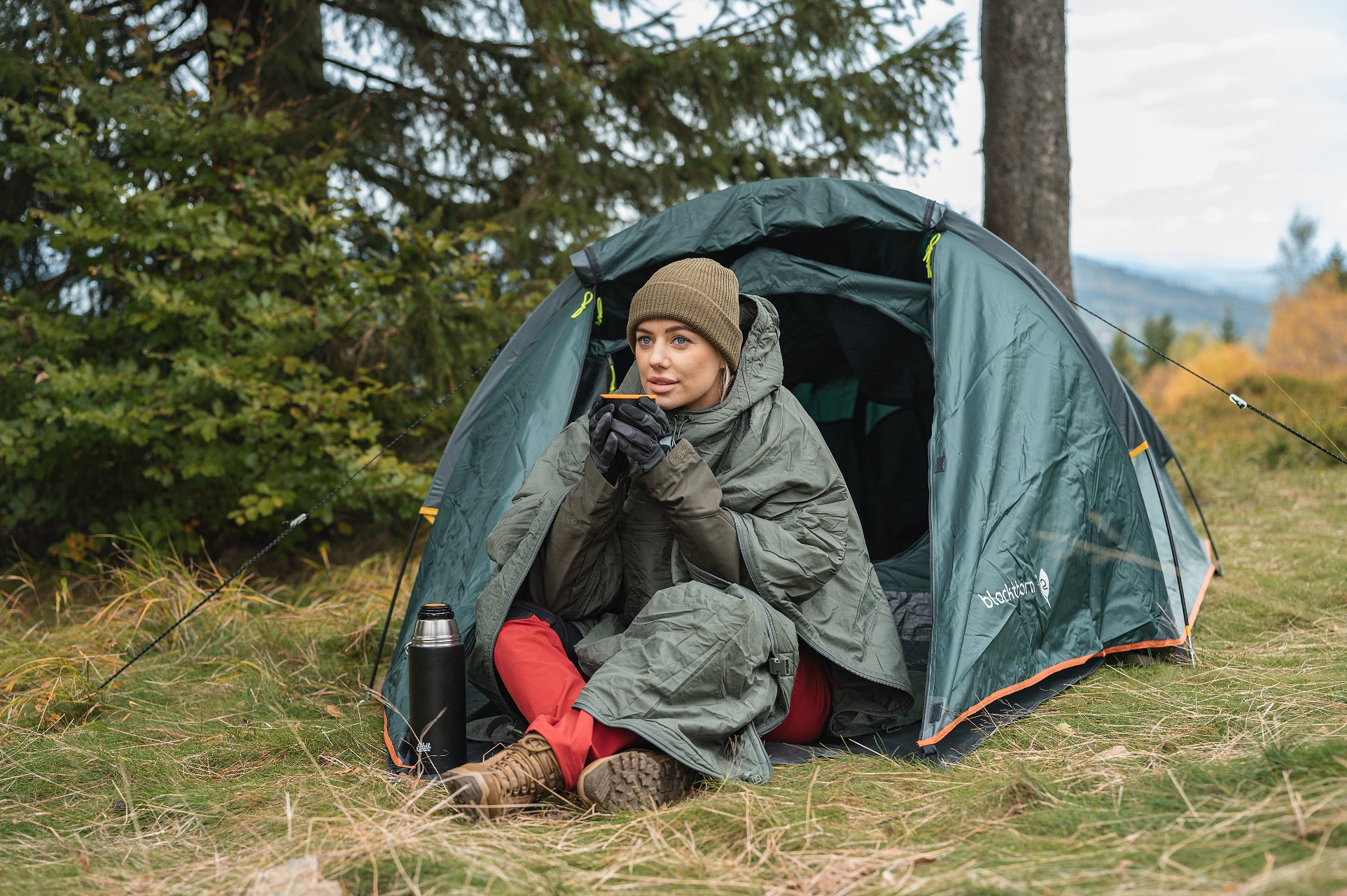 Cort pentru 2 persoane Highlander Outdoor Blackthorn - Hunter Green