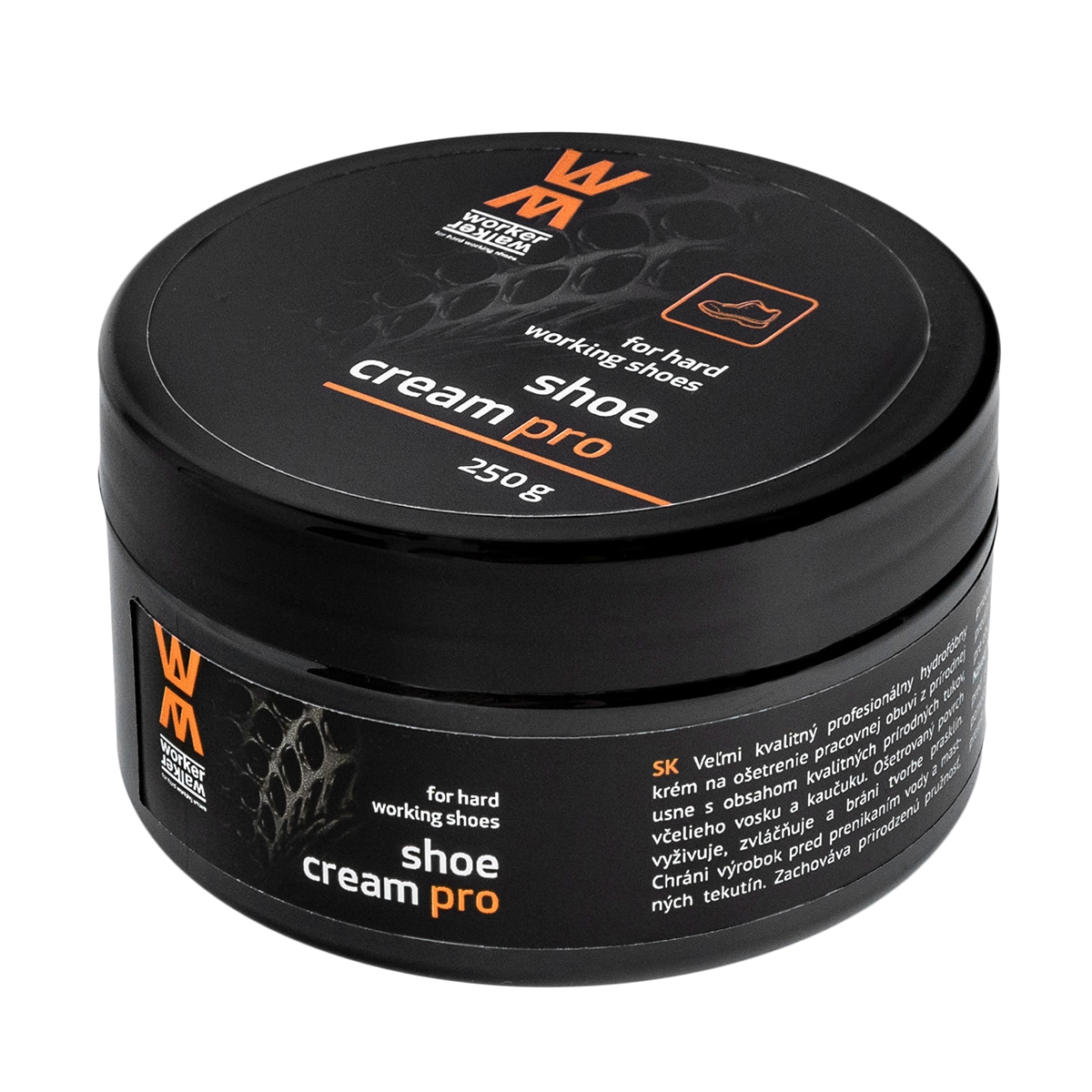 Cremă Worker Walker Shoe Cream Pro pentru îngrijirea încălțămintei 250 g - Black