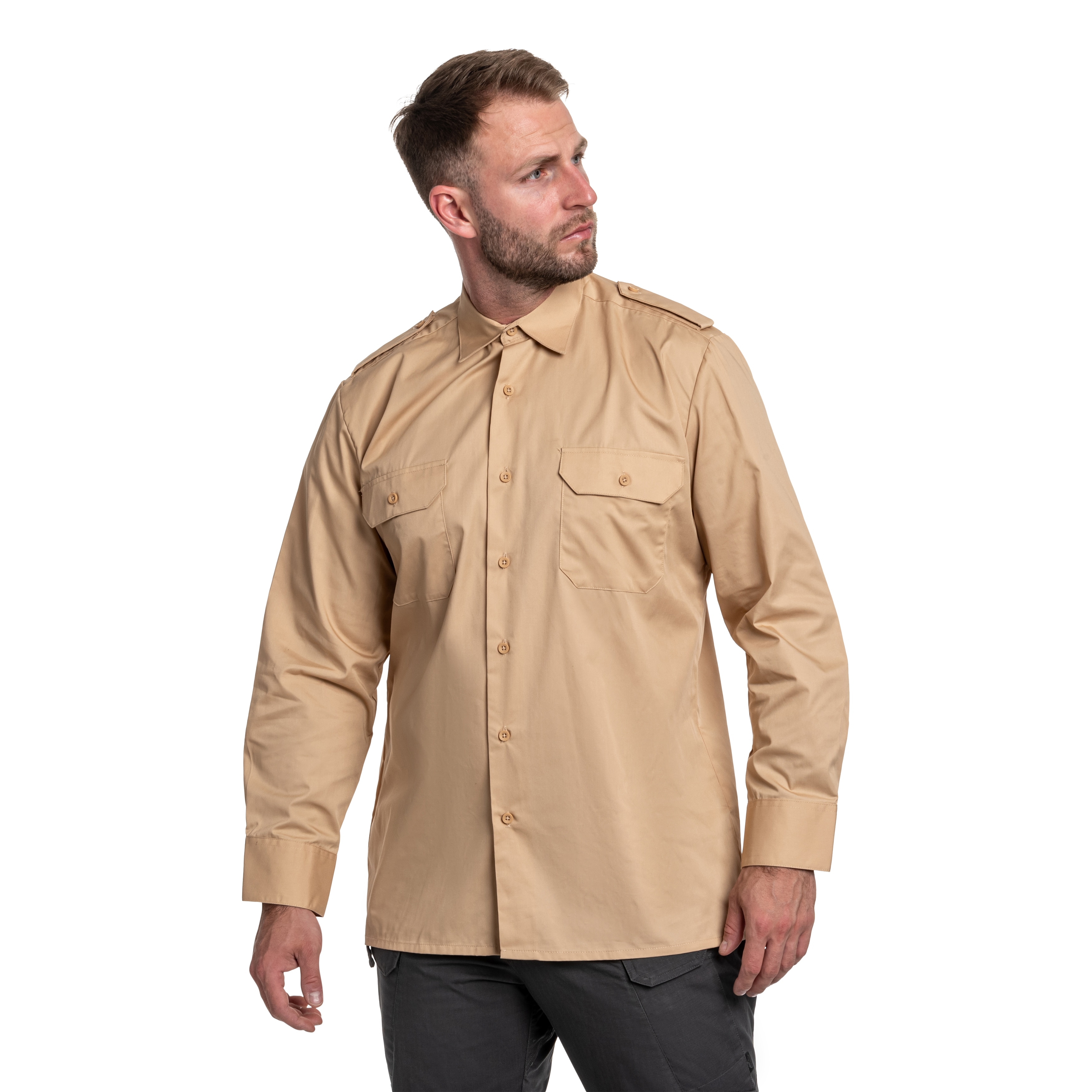 Сорочка Mil-Tec Service Long Sleeve Shirt - Khaki