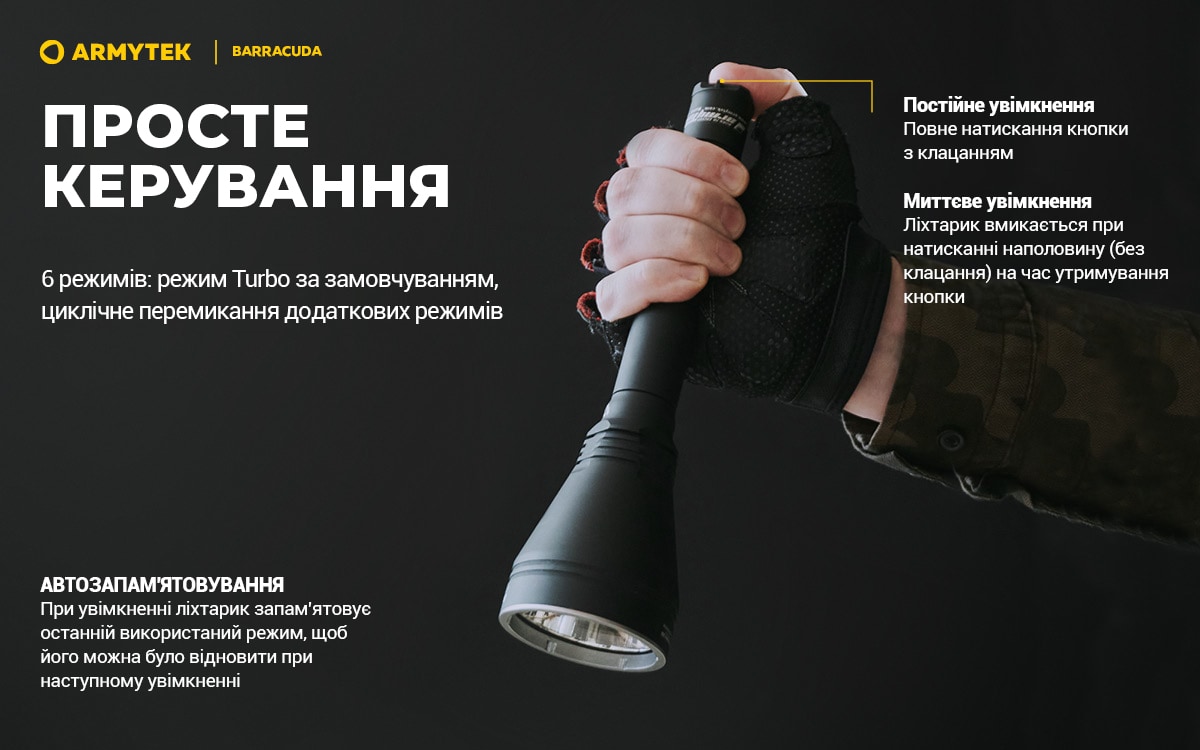 Ліхтарик Armytek Barracuda White - 1150 люменів