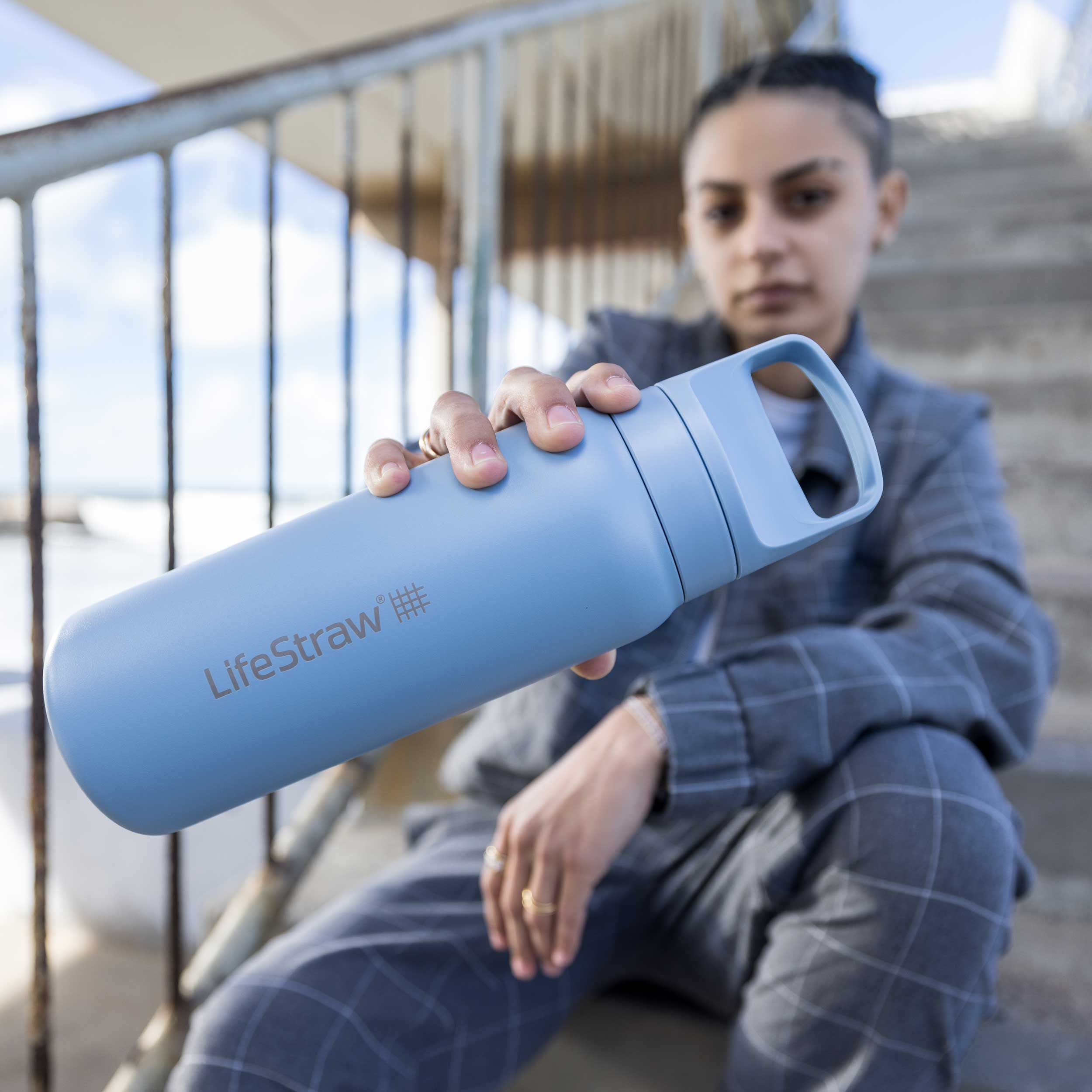 Пляшка з фільтром LifeStraw Go 2.0 Stainless Steel 700 мл - Icelandic Blue