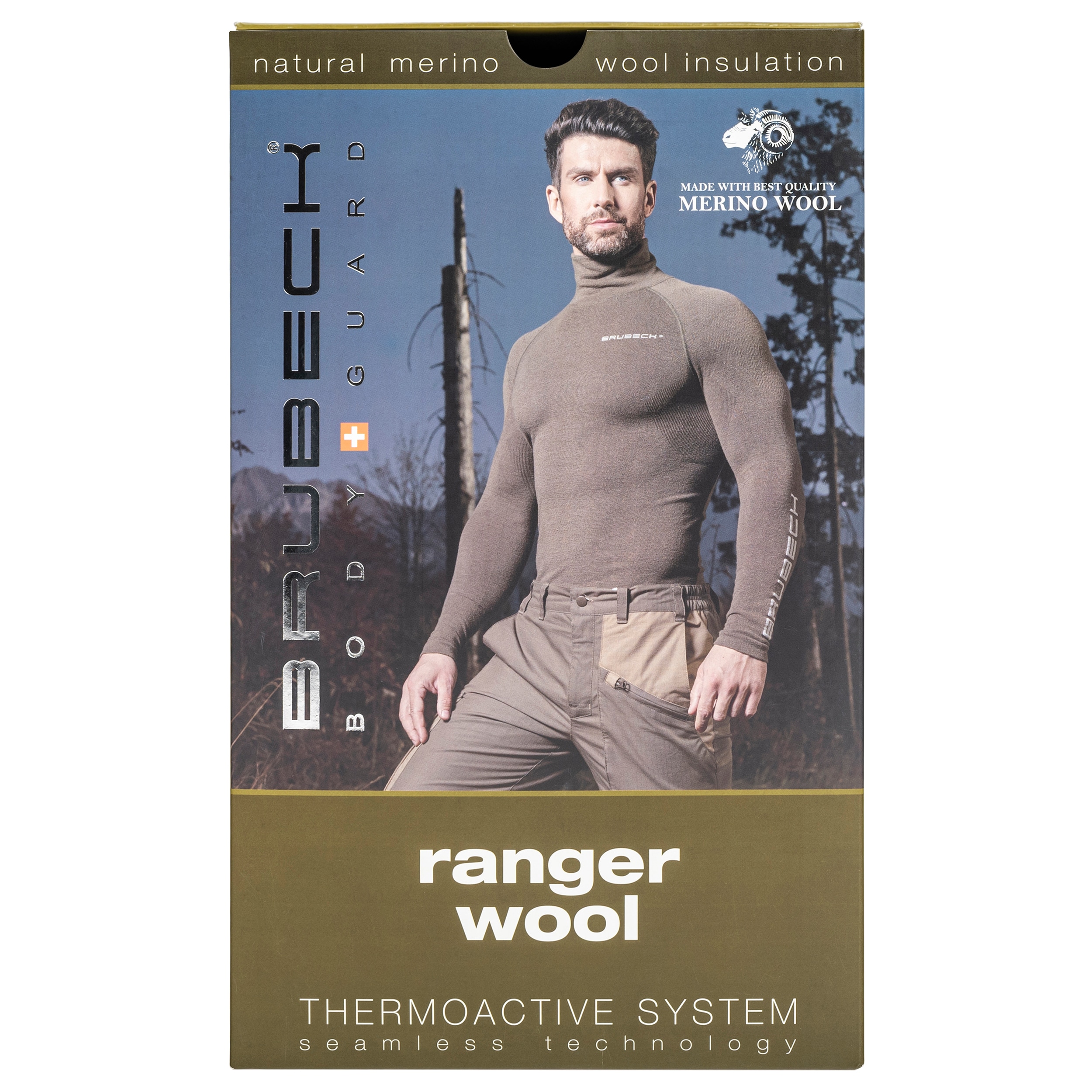 Термоактивні легінси чоловічі Brubeck Ranger Wool - Khaki
