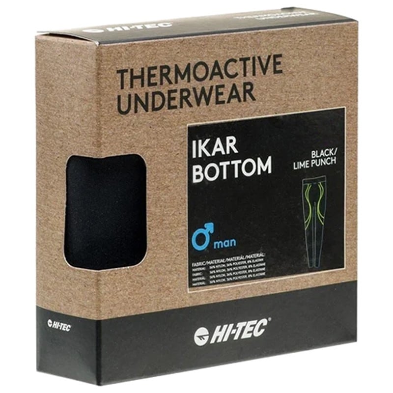 Чоловічі термолегінси Hi-Tec Ikar Bottom - Black/Lime Punch