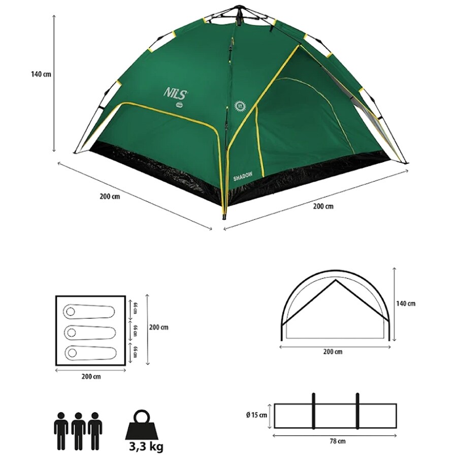 Намет 3-місний Nils Camp Shadow NC7819 - Зелений