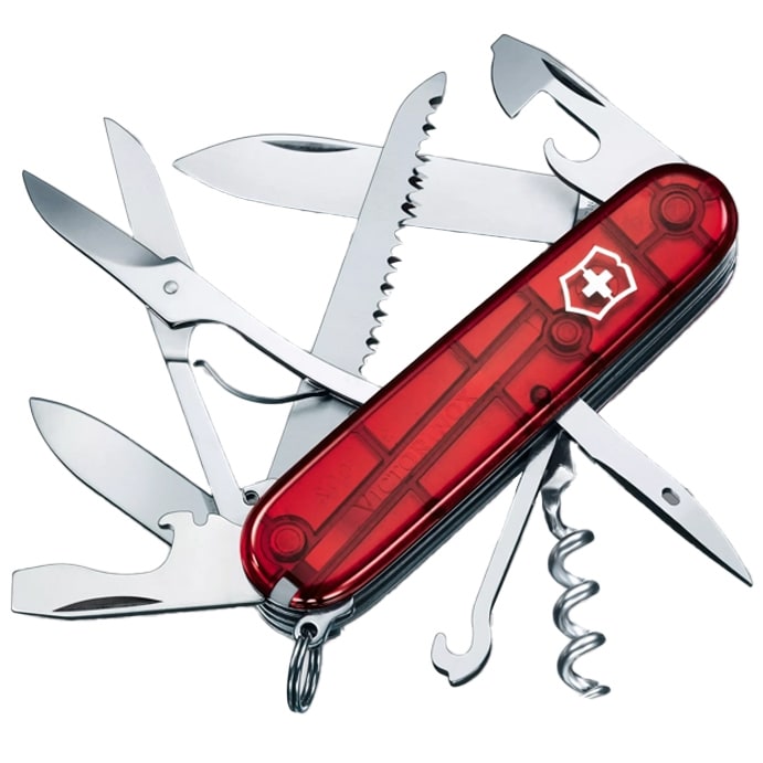 Багатофункціональний ніж Victorinox Huntsman прозорий червоний