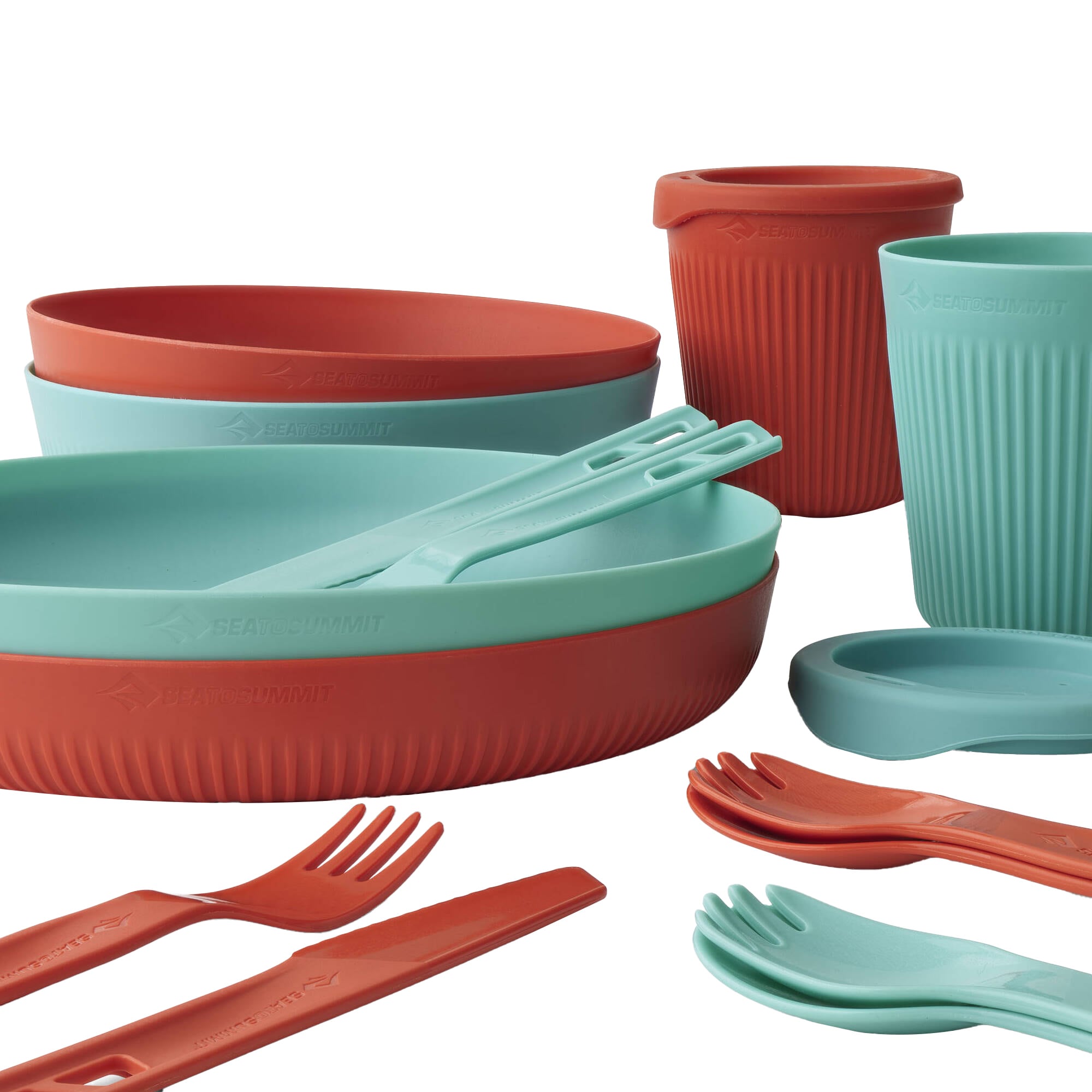 Туристичний набір Sea To Summit Passage Dinnerware 14 елементів - Aqua Sea/Spicy Orange