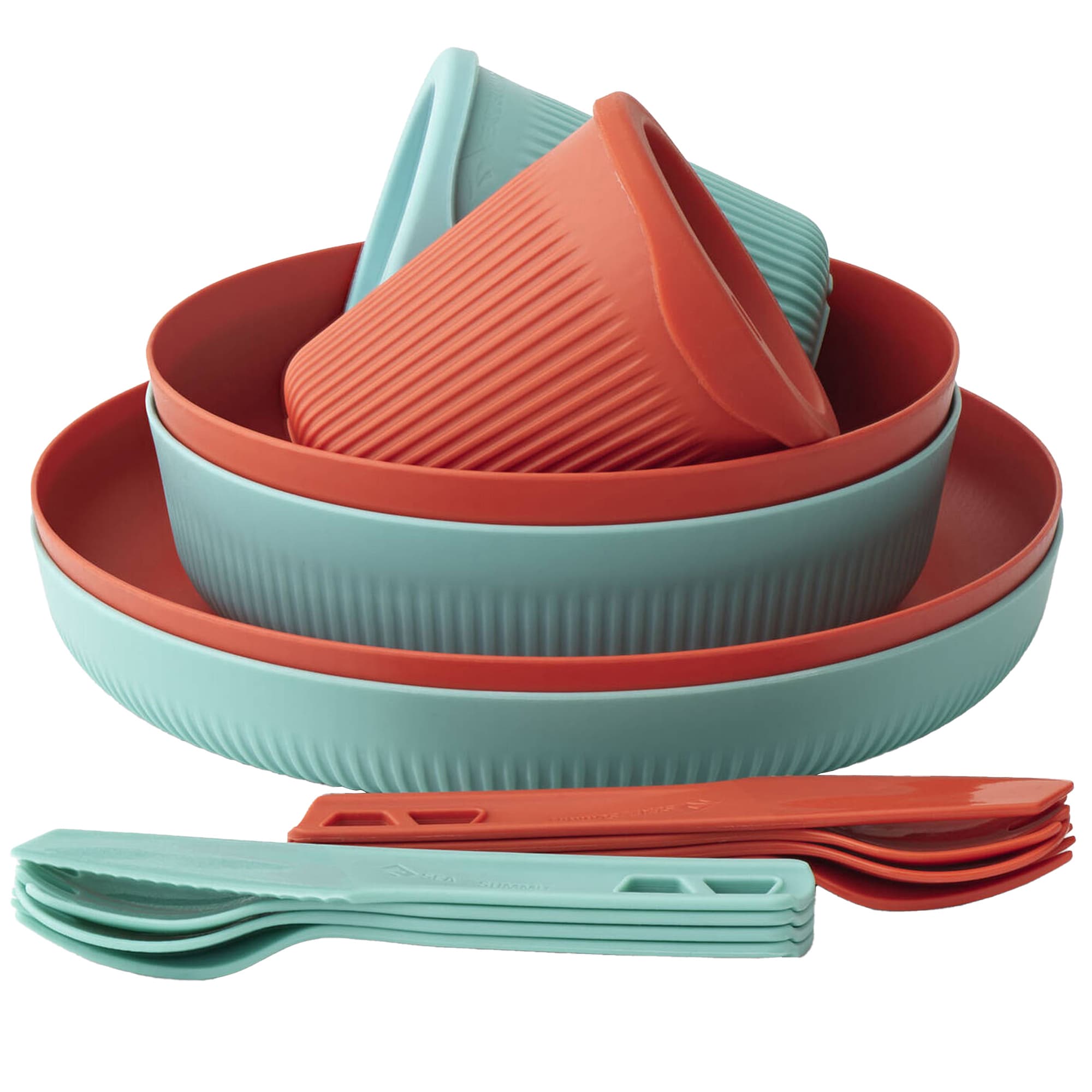 Туристичний набір Sea To Summit Passage Dinnerware 14 елементів - Aqua Sea/Spicy Orange