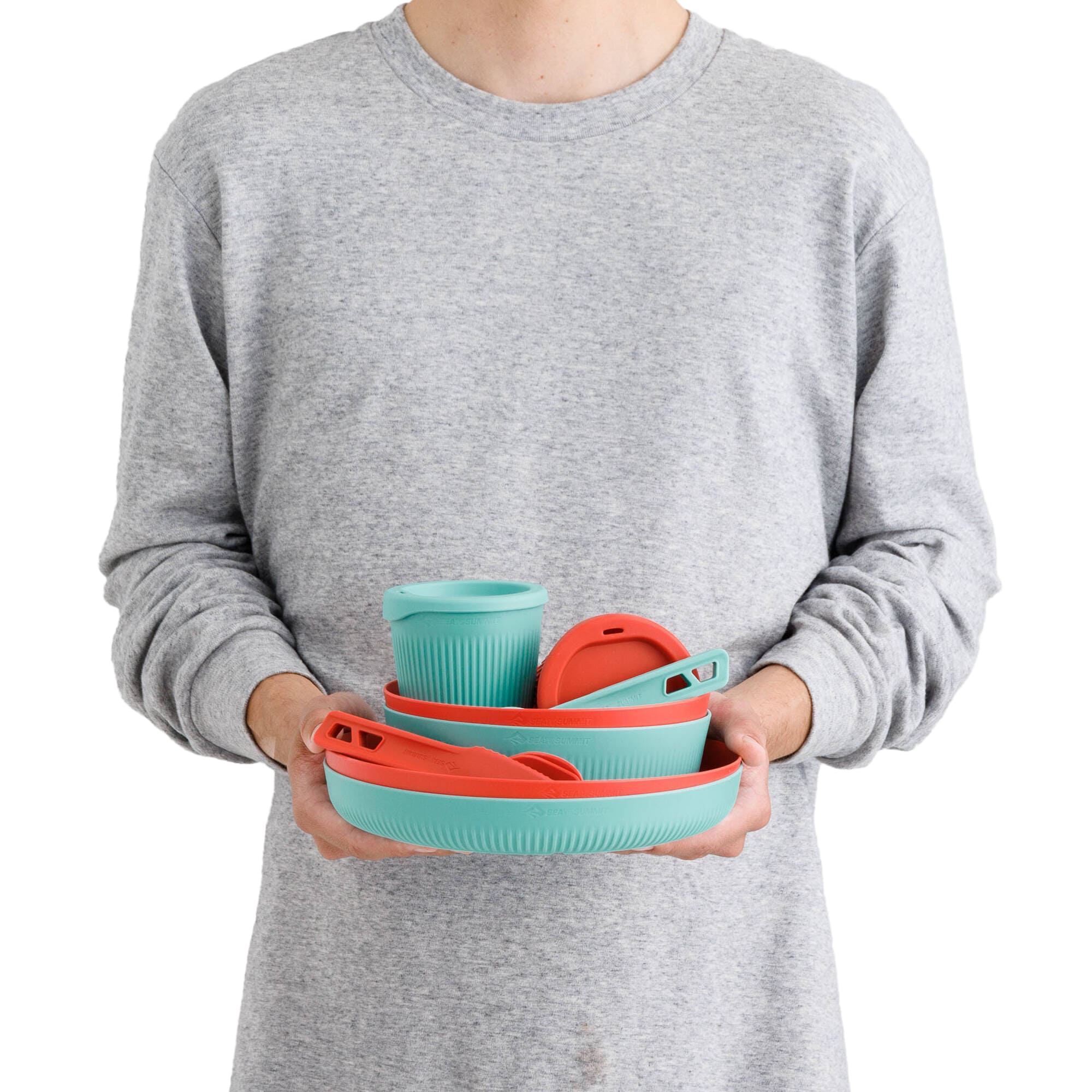 Туристичний набір Sea To Summit Passage Dinnerware 14 елементів - Aqua Sea/Spicy Orange