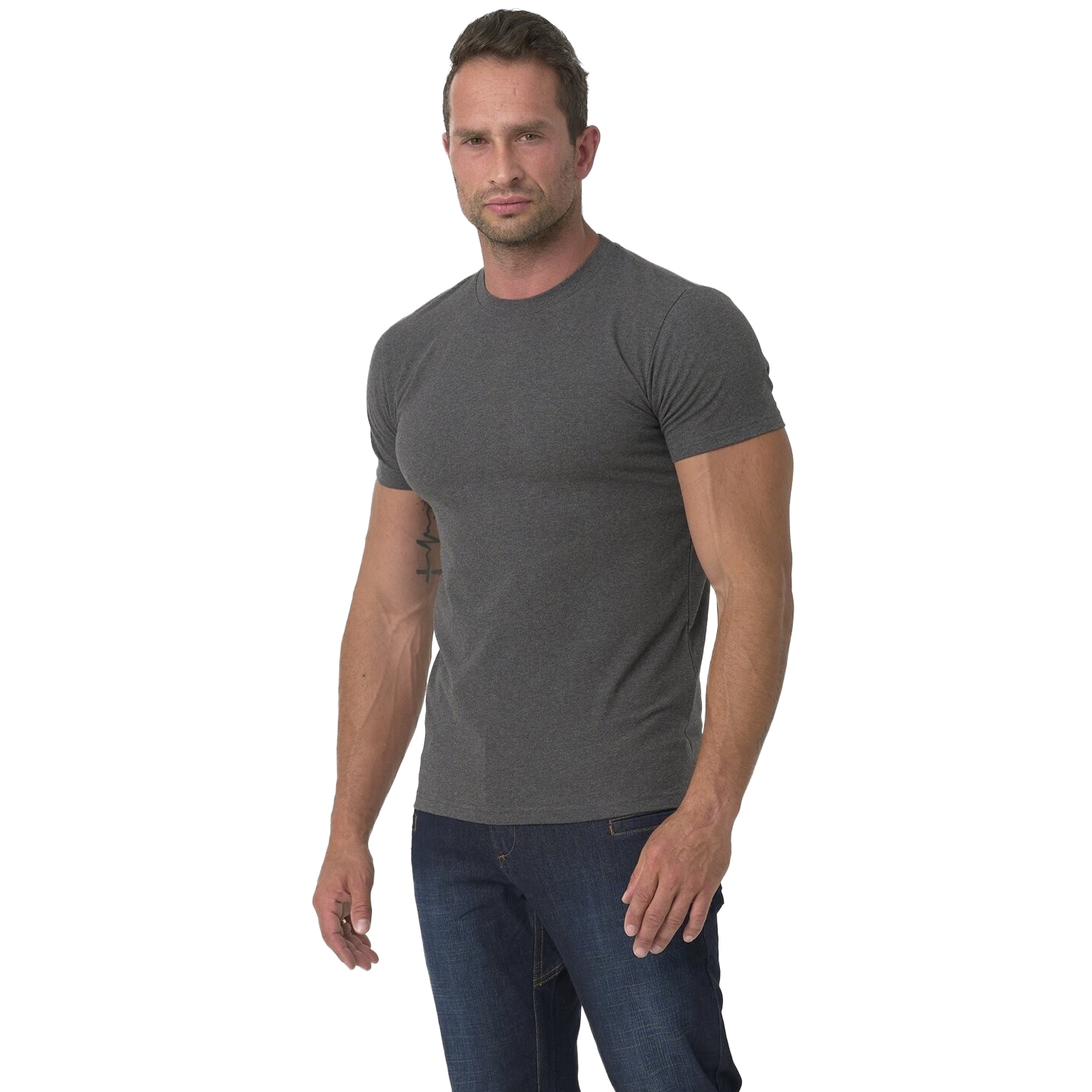 Футболка T-Shirt Helikon-Tex з органічної бавовни Slim - Black/Grey Melange