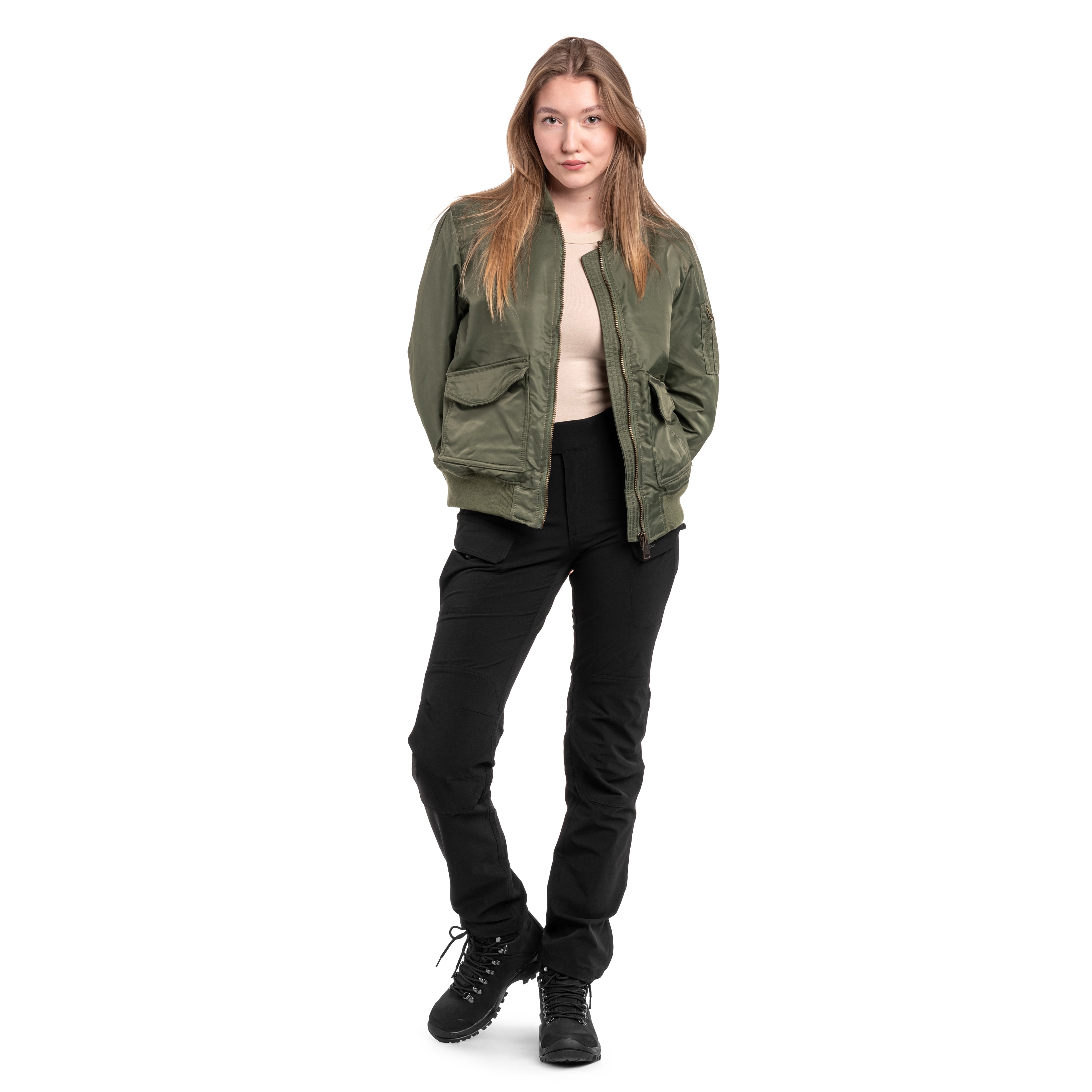 Жіноча куртка Brandit Bomber Sherpa - Olive