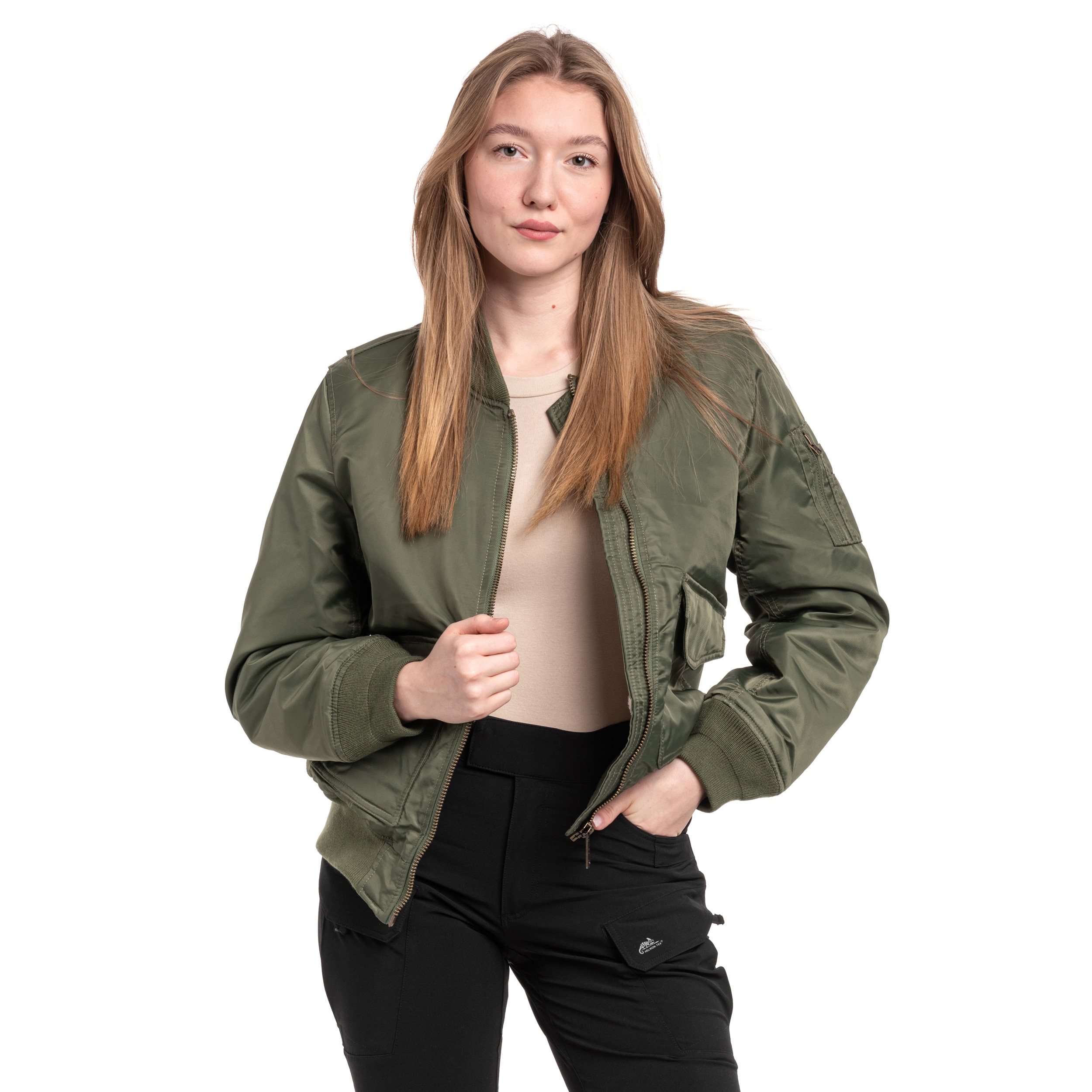 Жіноча куртка Brandit Bomber Sherpa - Olive