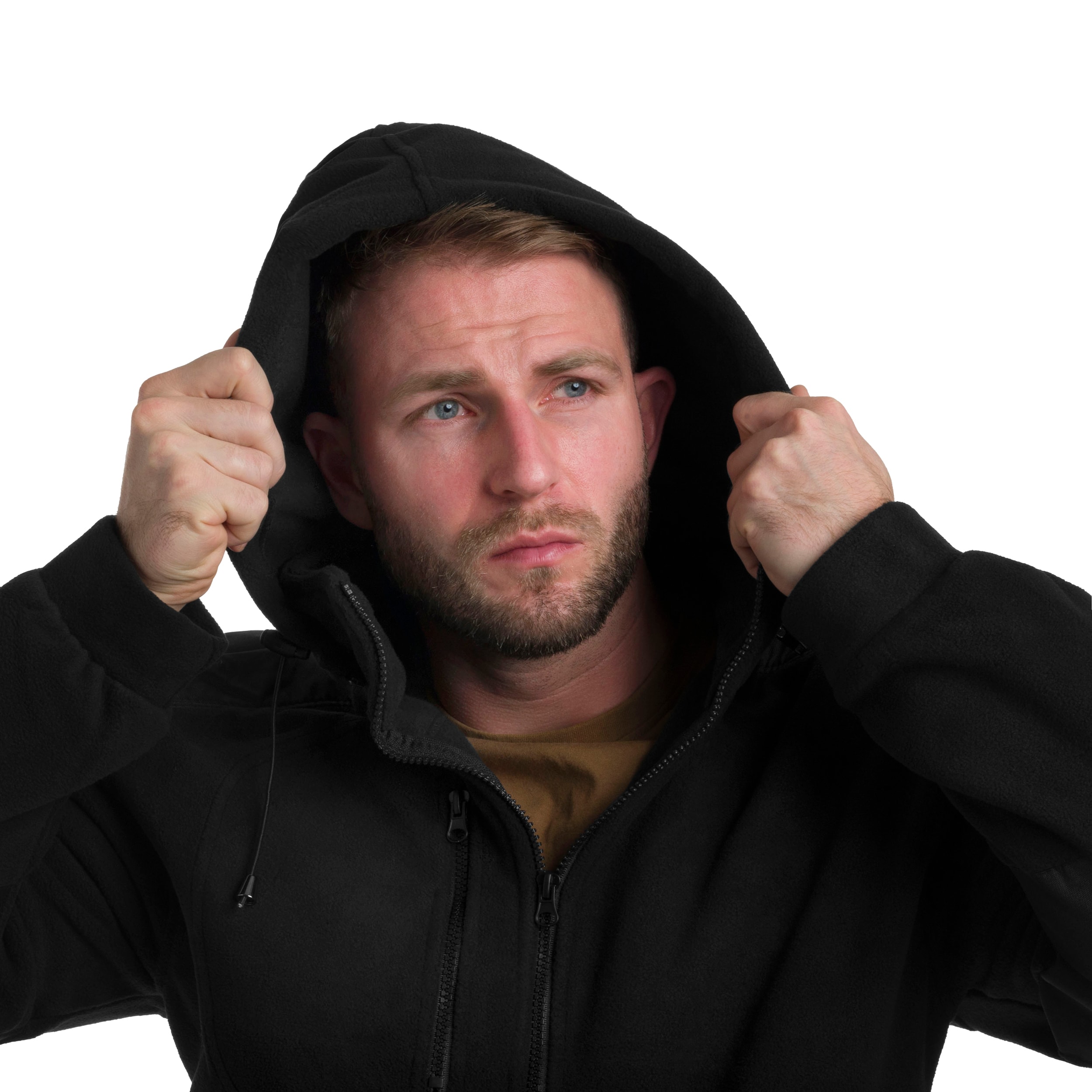 Військова флісова кофта з капюшоном - Black