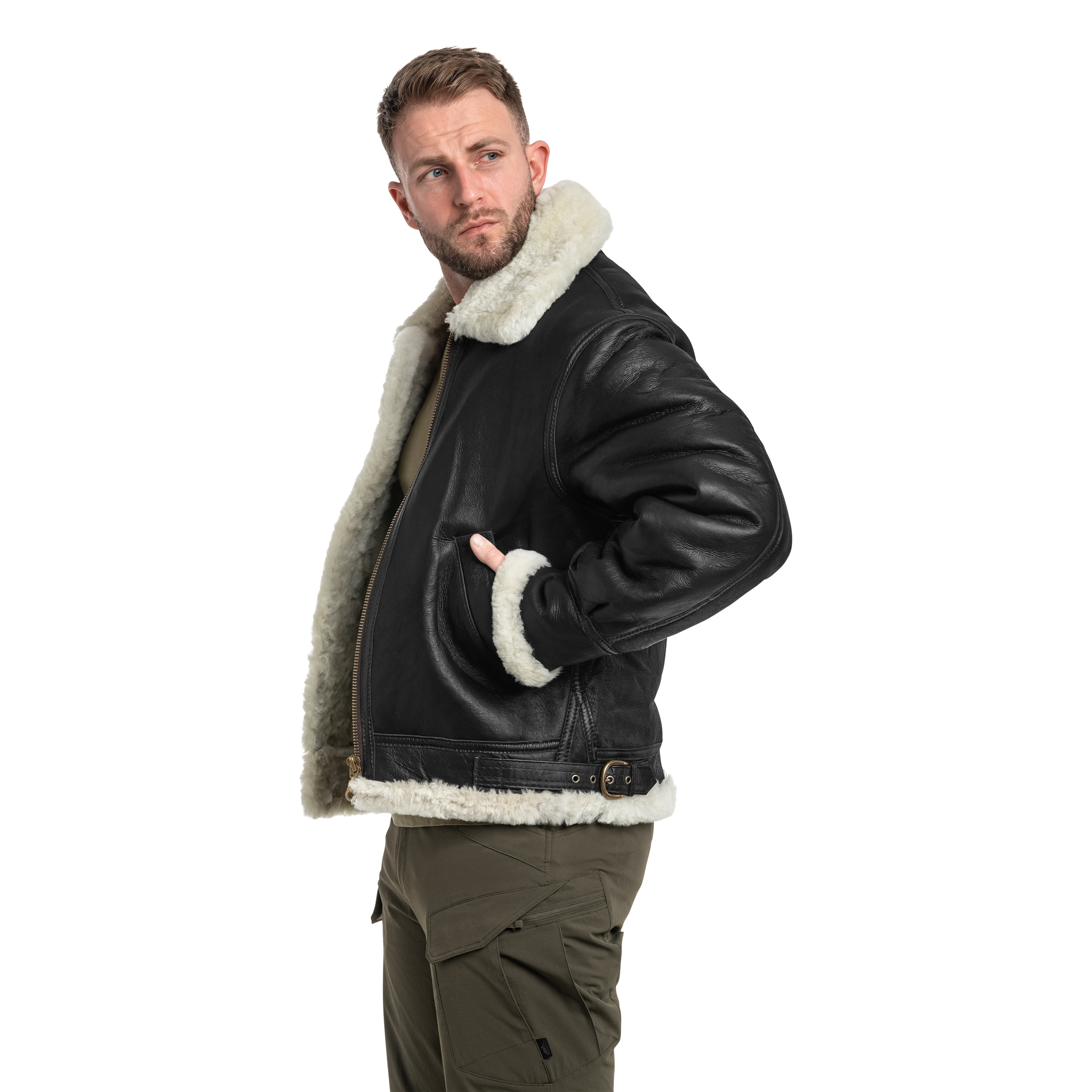 Куртка Mil-Tec US B3 Sheepskin Leather - Black