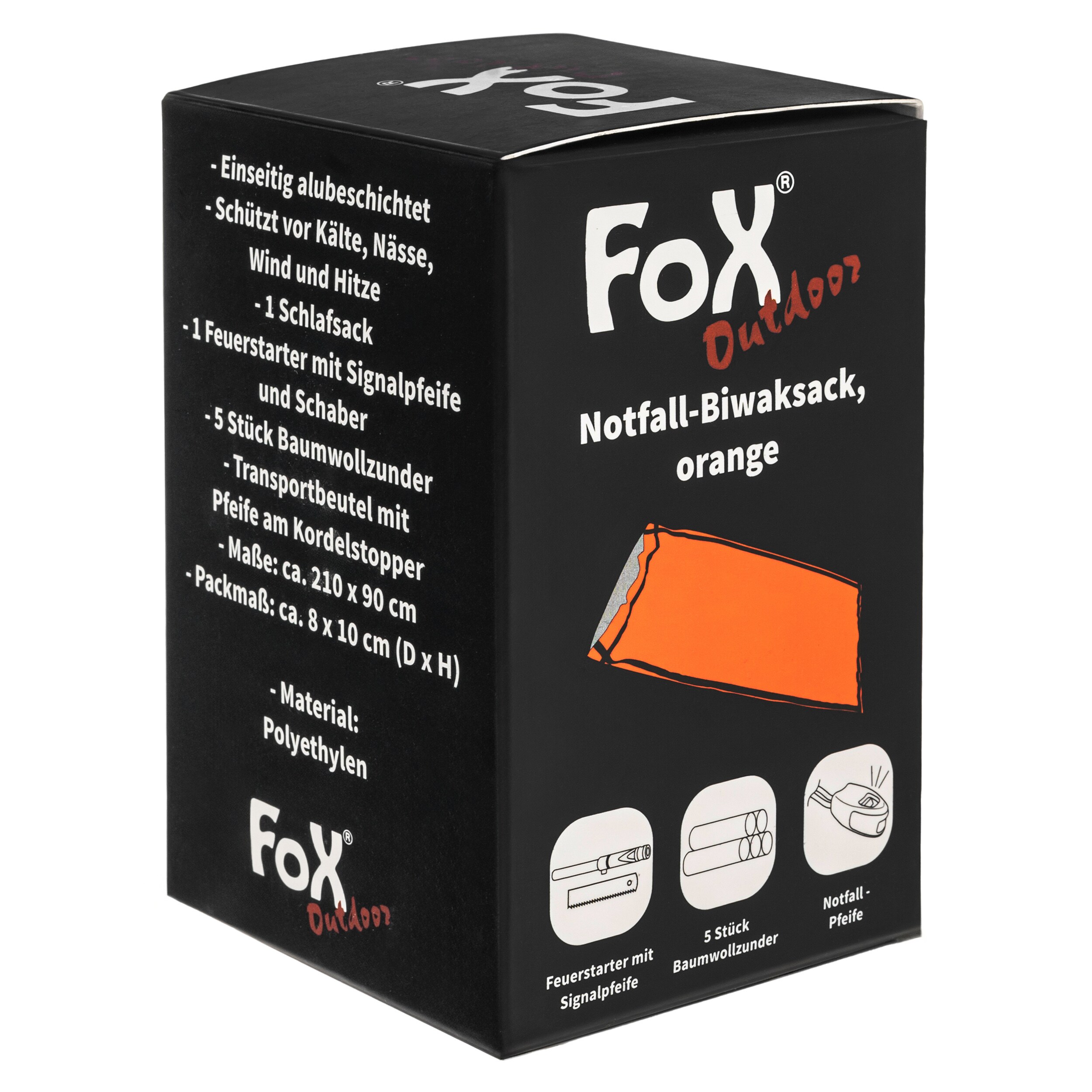 Спальний мішок MFH Fox Outdoor Orange + кресало + розпалювачі - набір