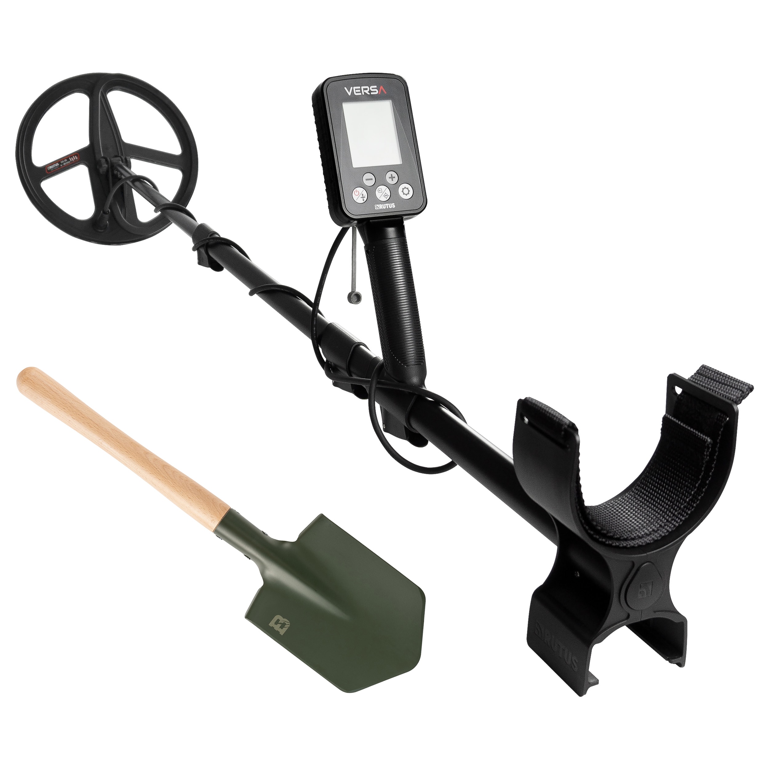 Металошукач Rutus Versa DD28 + саперна лопата Badger Outdoor Forces Shovel - набір