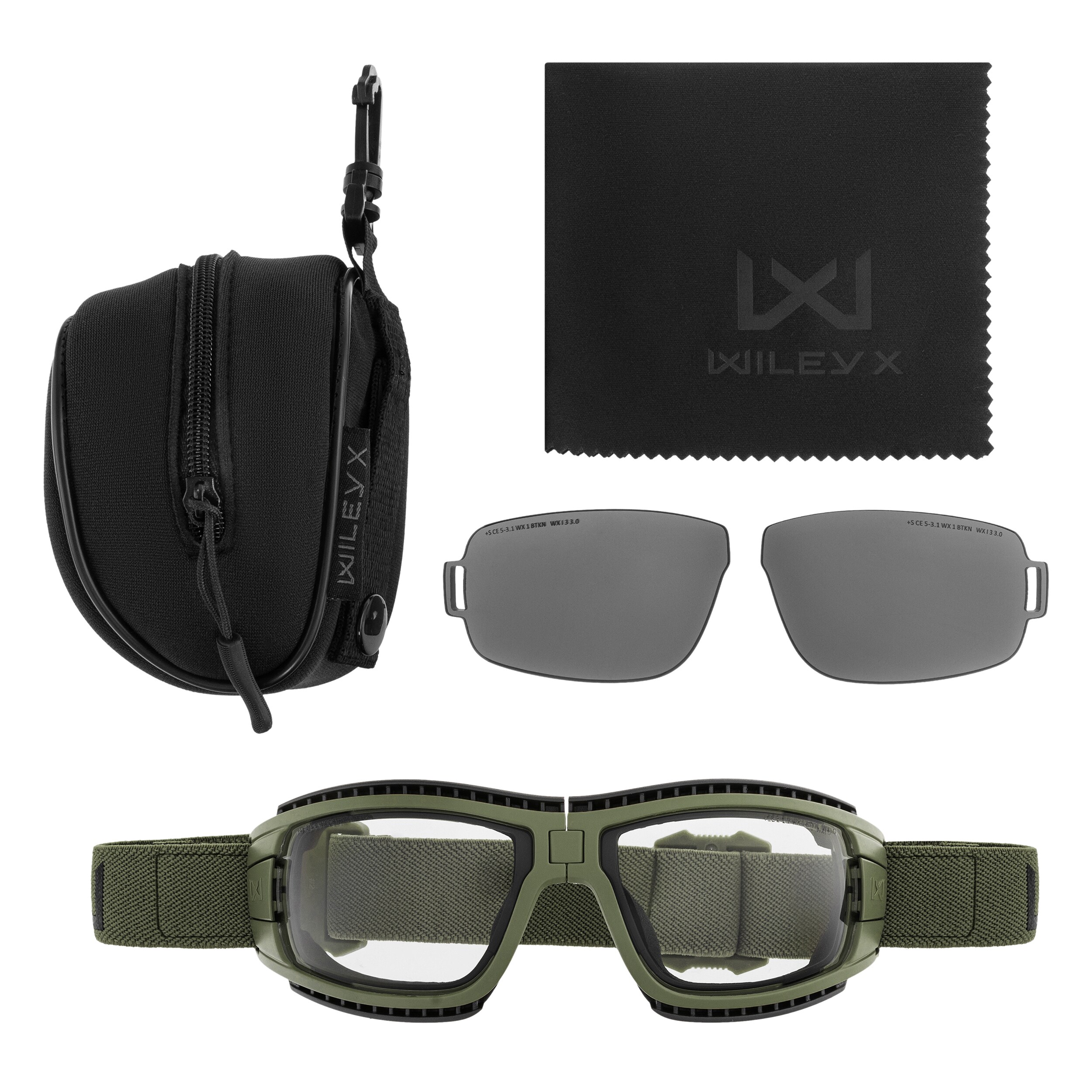 Тактичні окуляри-маска Wiley X Lynx Clear/Grey - Green