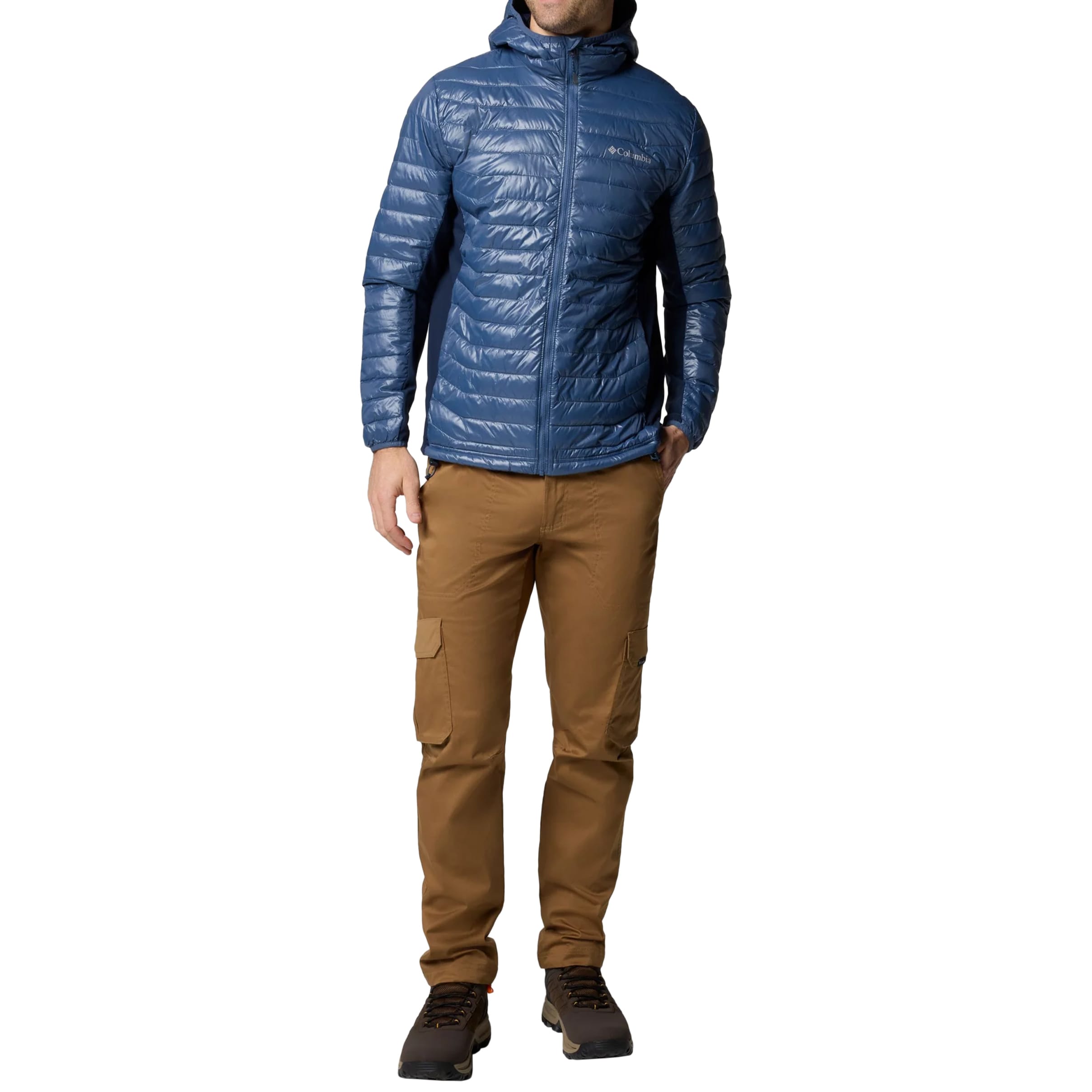 Куртка Columbia Powder Pass Hooded Hybrid Puffer Jacket - Dark Mountain/Collegiate Navy