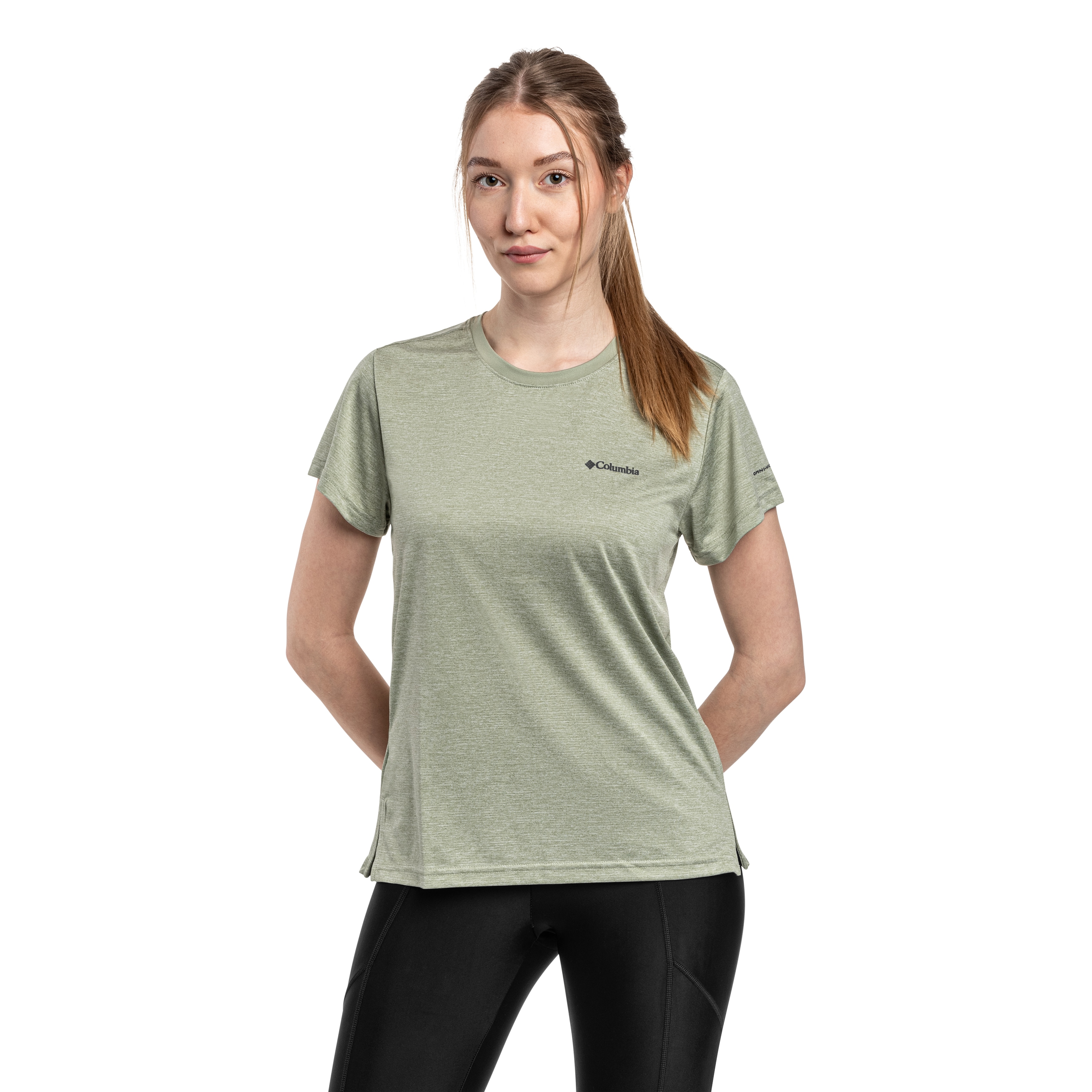 Жіноча футболка Columbia Bluevista Hill Short Sleeve Crew - Safari Heather