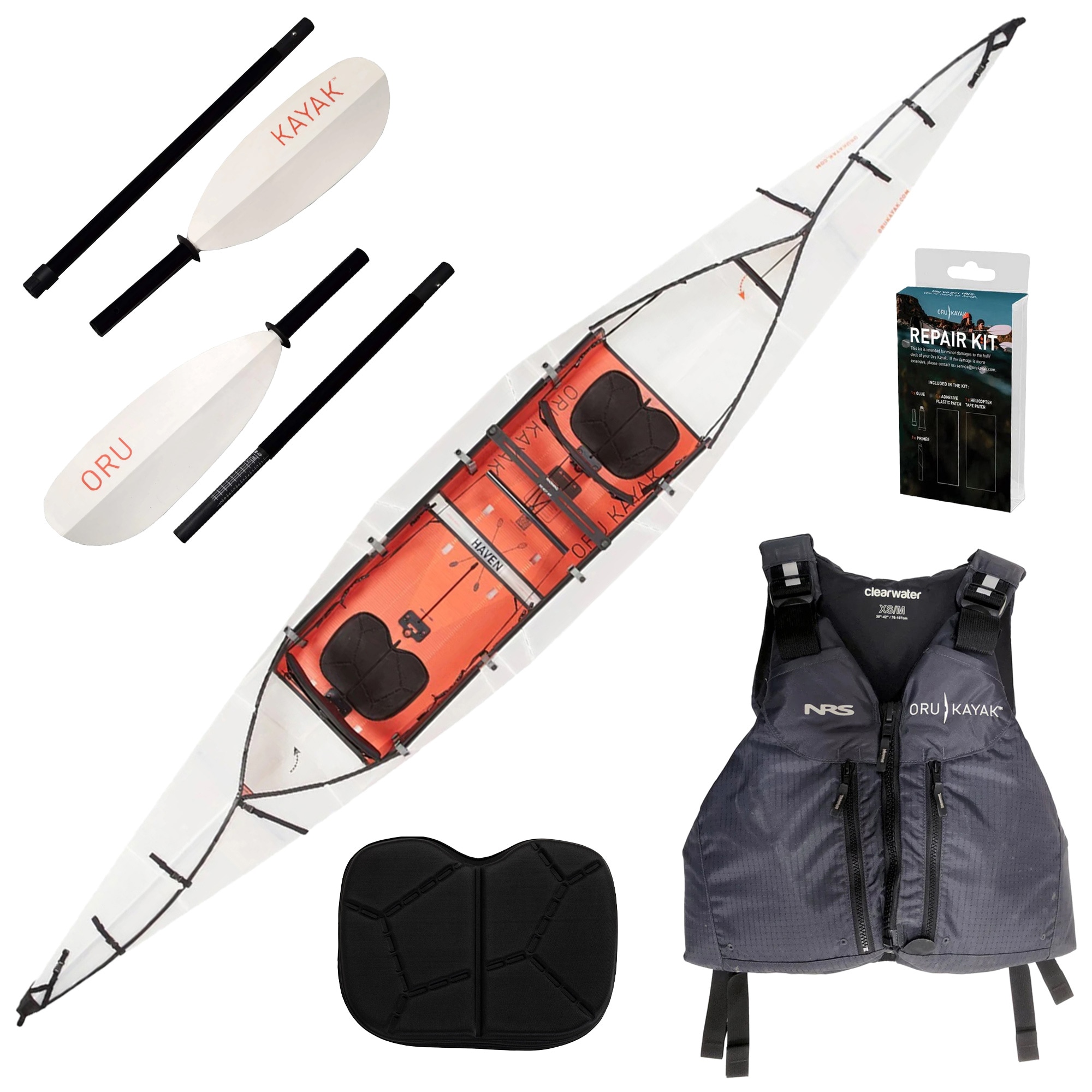 Байдарка Oru Kayak Heaven TT - White + Рятувальний жилет Oru Kayak PFD  + аксесуари - набір