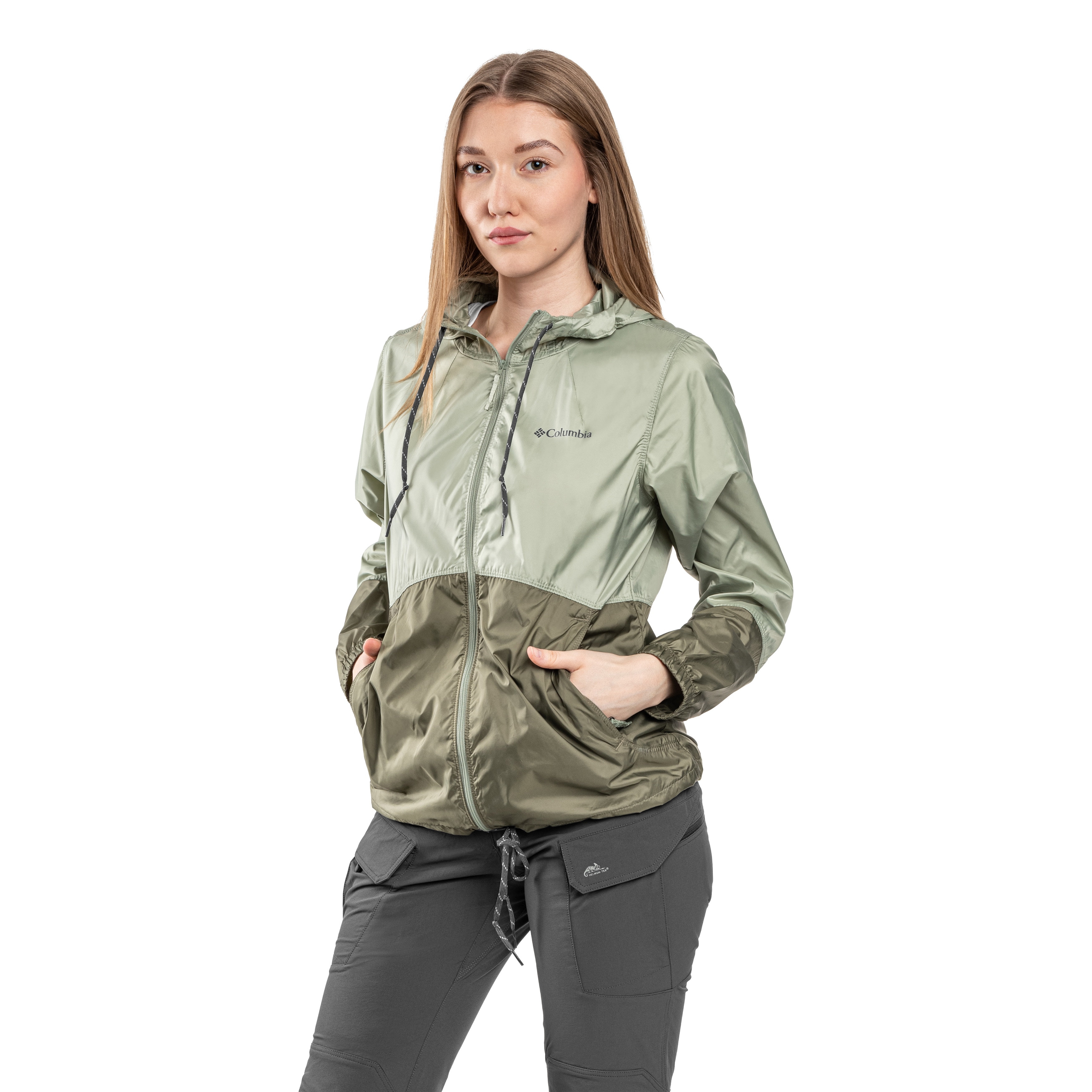 Жіноча куртка Columbia Flash Forward II Hooded Windbreaker - Safari/Stone Green