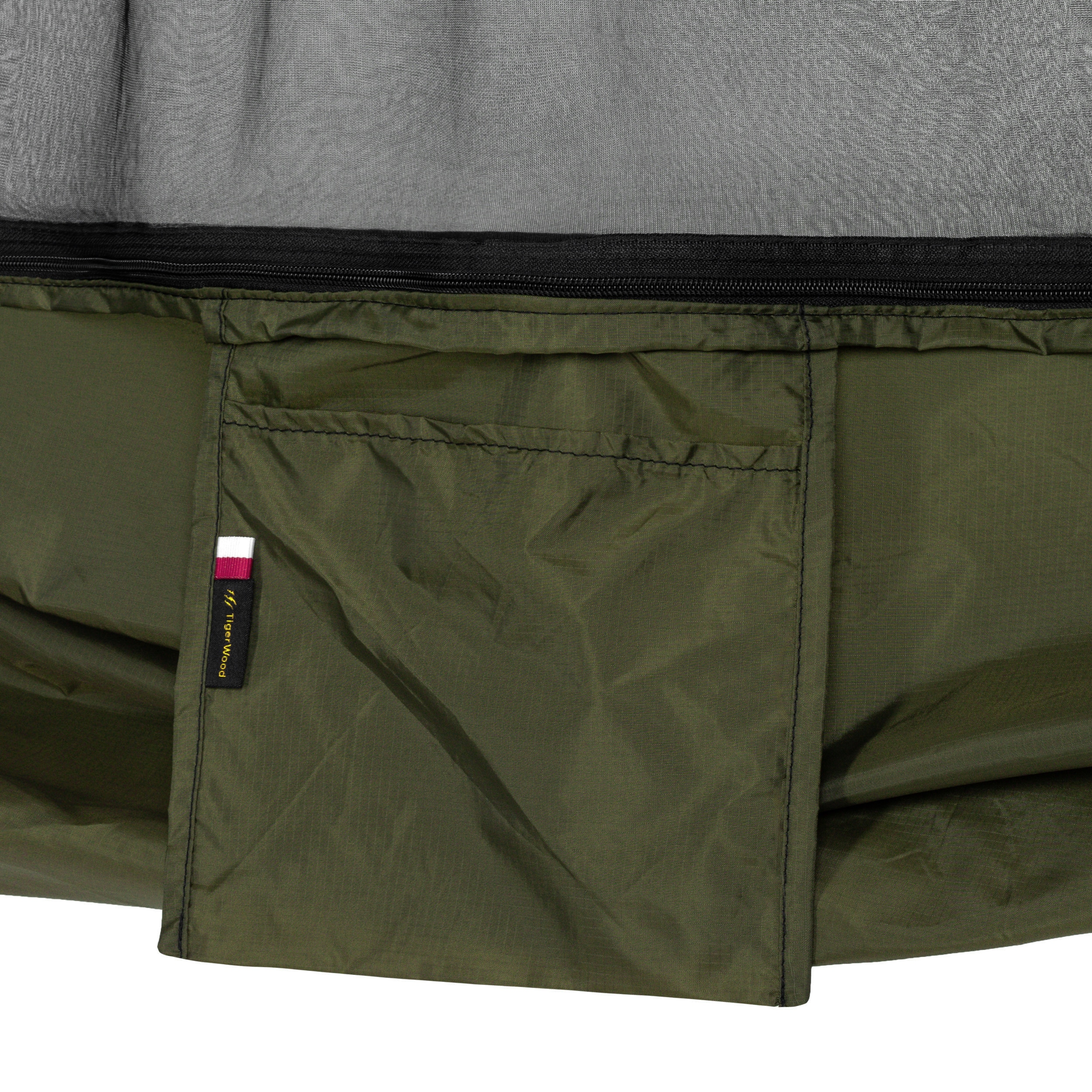 Надлегкий гамак  TigerWood Ważka V2 Long Double Zip Green - з москітною сіткою