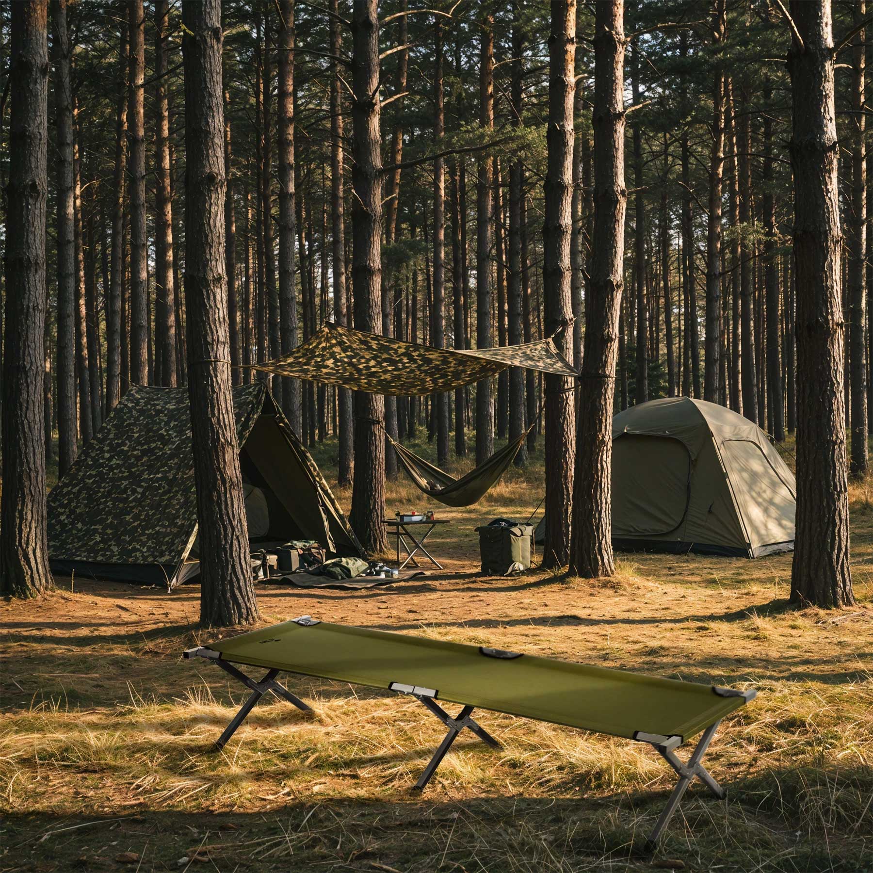 Складане сталеве польове ліжко Nils Camp 200 x 60 cm - Olive