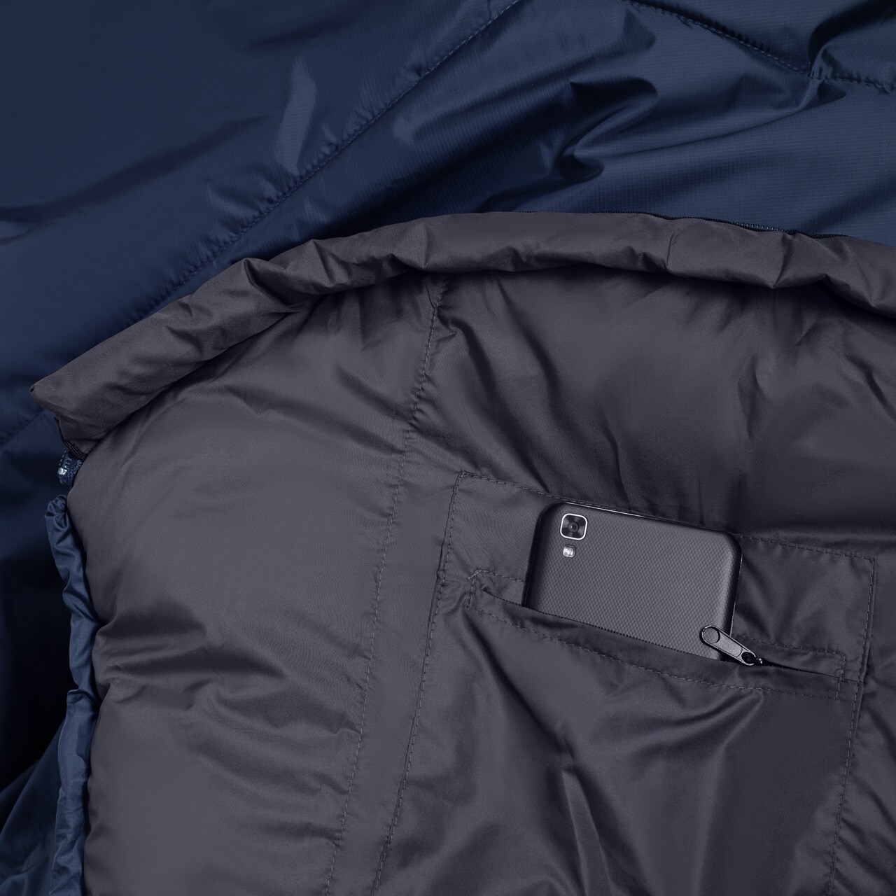 Спальний мішок Alpinus Fiber Pro 1500 Лівий - Темно-синій